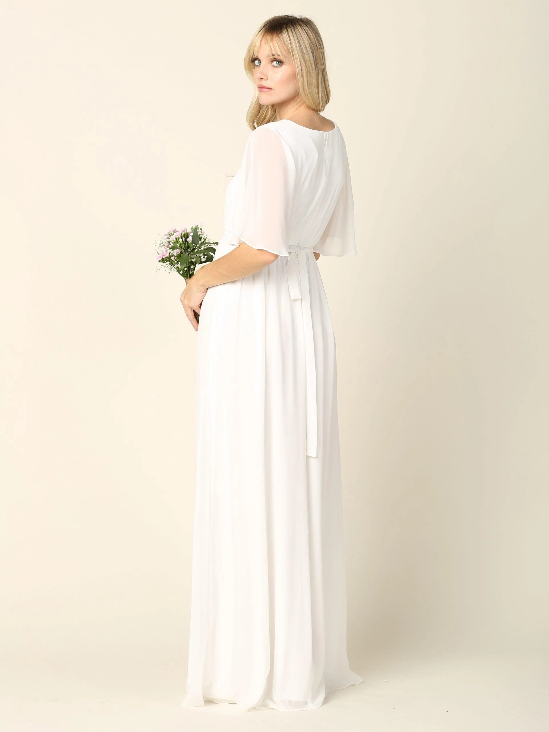 Mother of the Bride Flutter Sleeve Long Dress Sale