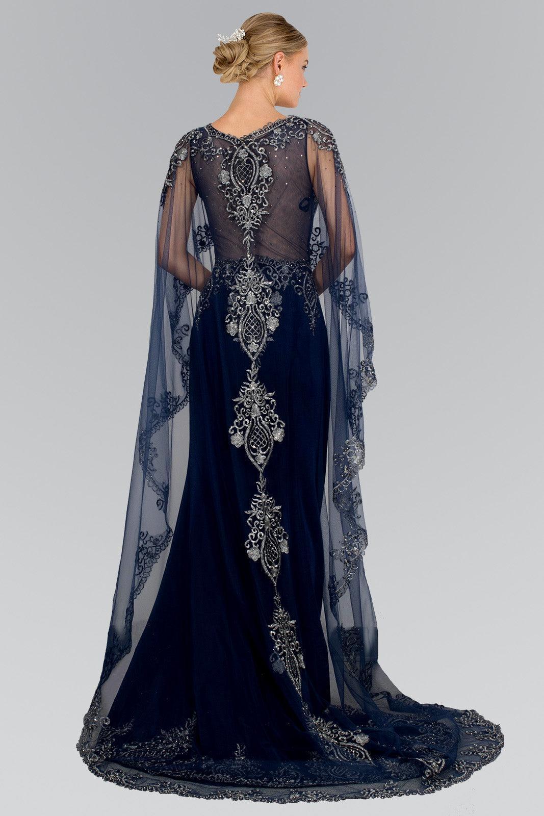 Long Evening Gown Prom Cape Dress Sale