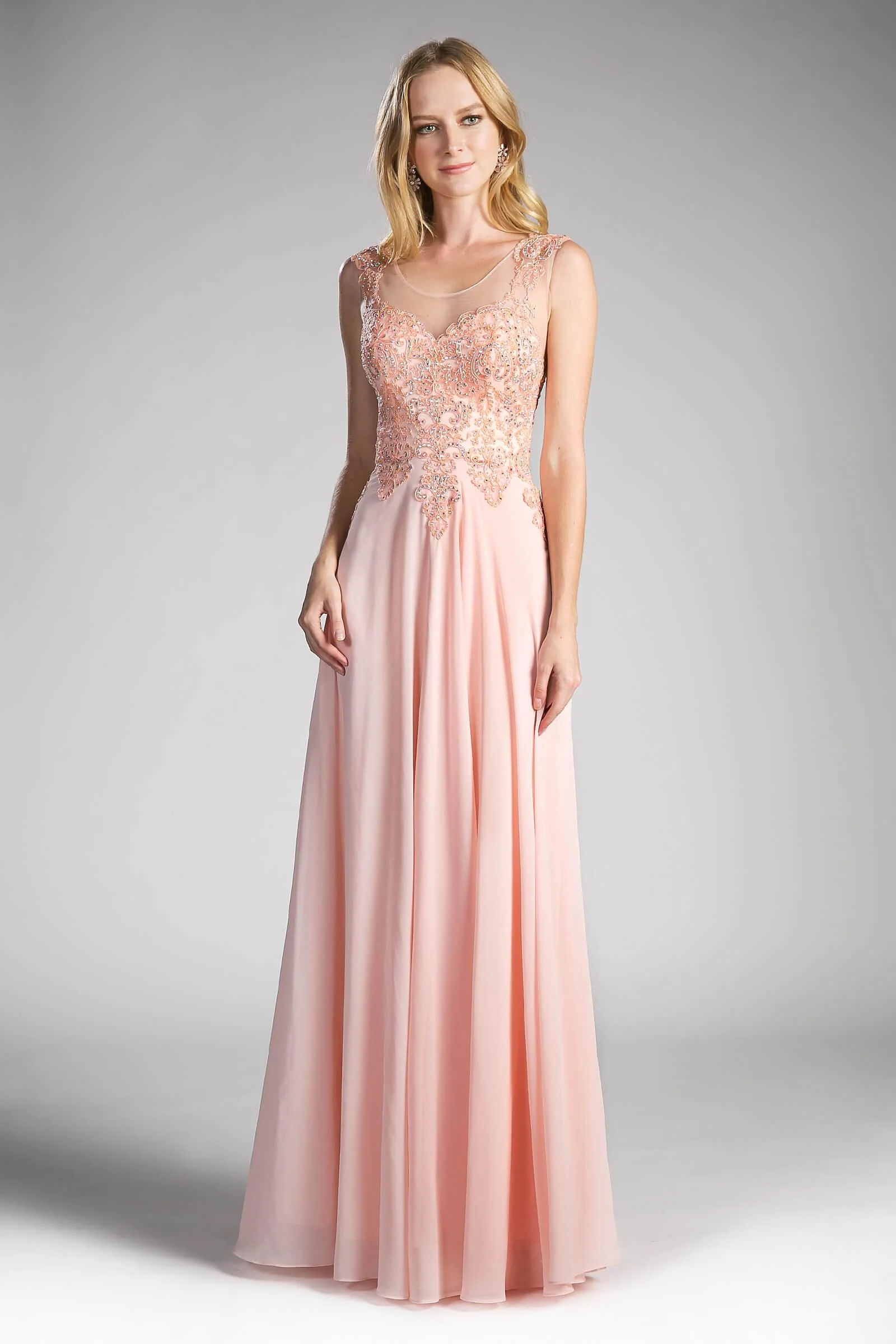 Cinderella Divine CD2635 Long Jewel Embellished Formal Prom Gown