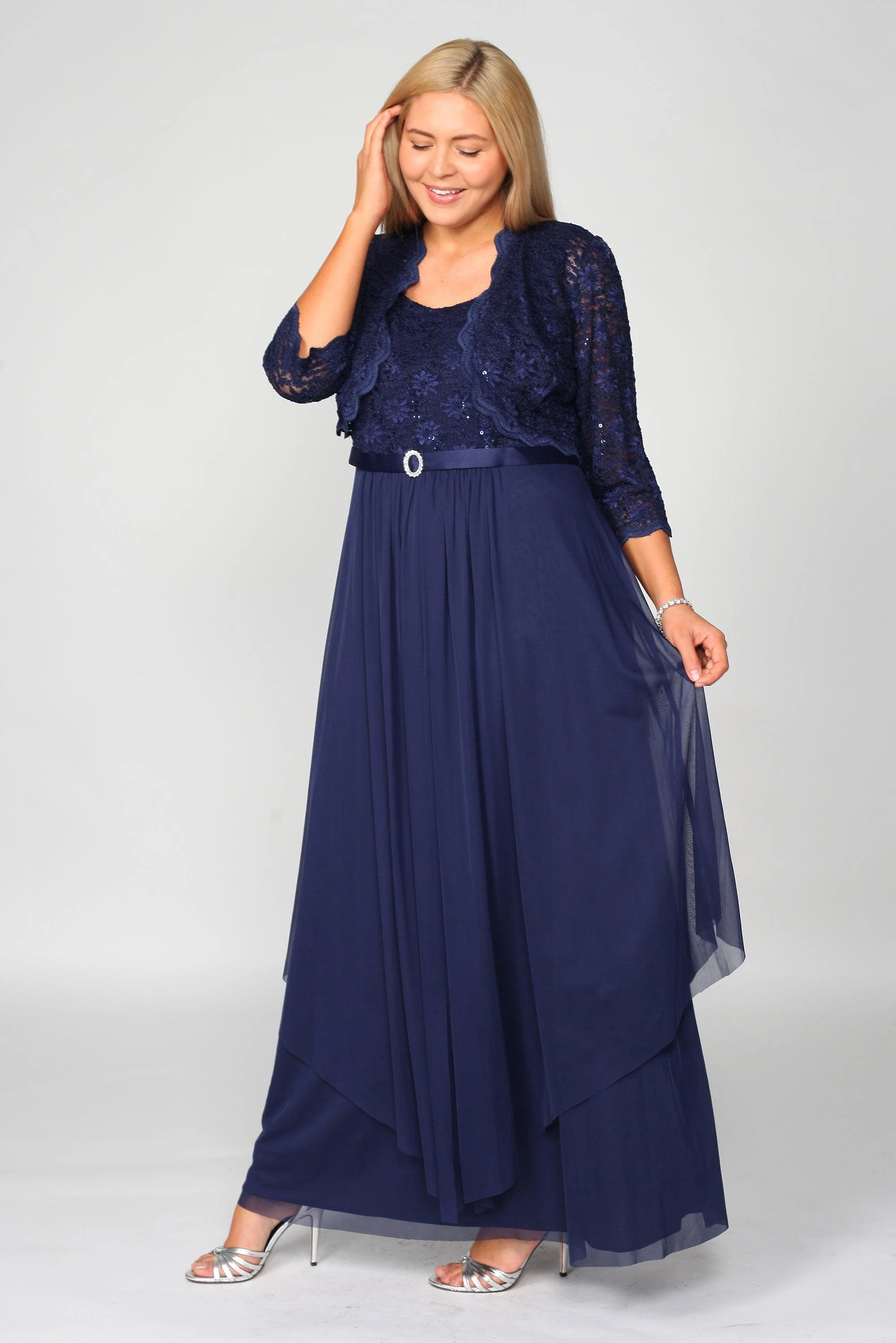 R&M Richards 7300 Long Mother Of Bride Formal Jacket Dress