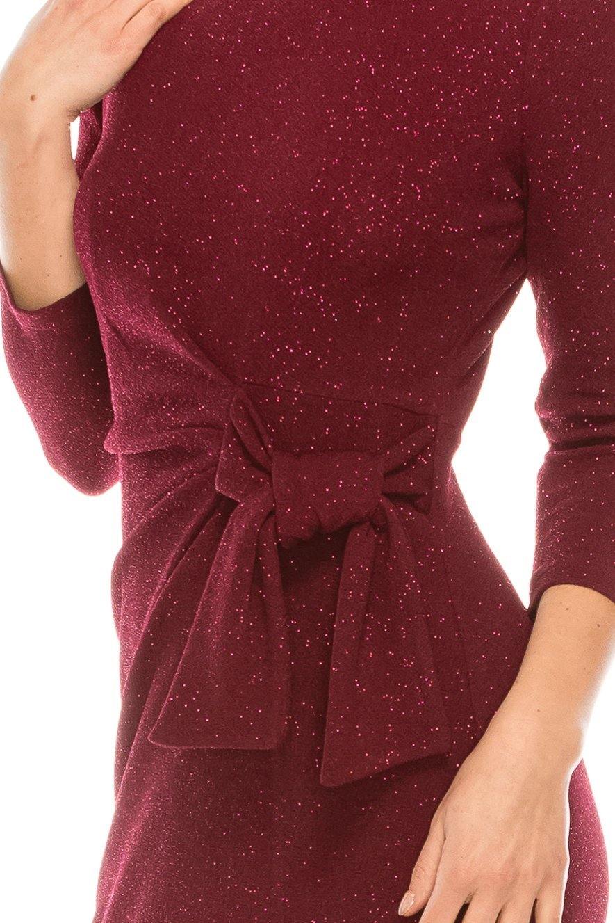 London Times Merlot Delight Metallic Bubble Crepe Sheath Dress