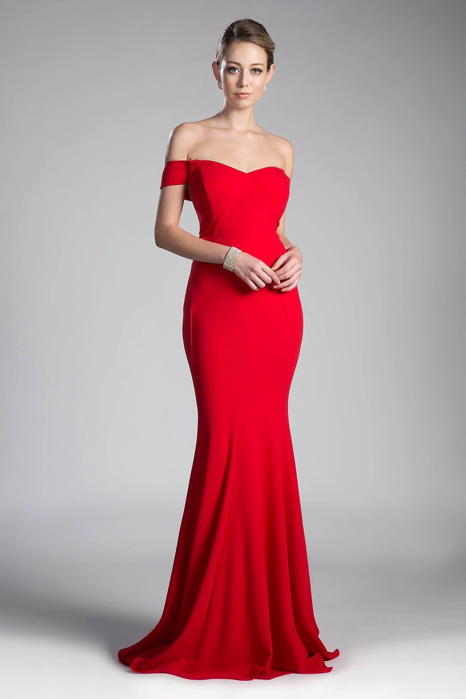 Cinderella Divine CD711 Long Formal Off Shoulder Mermaid Fit Prom Dress