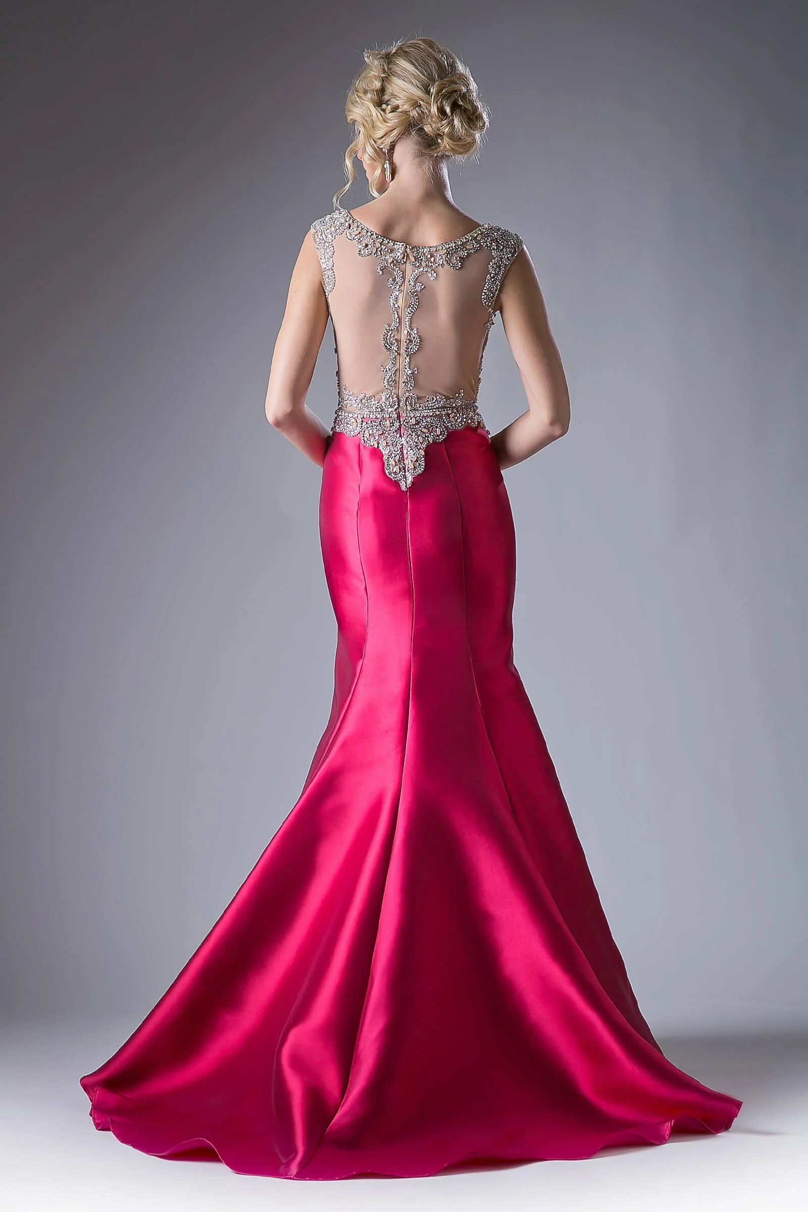 Cinderella Divine CD8990 Prom Long Cap Sleeve Mermaid Evening Dress