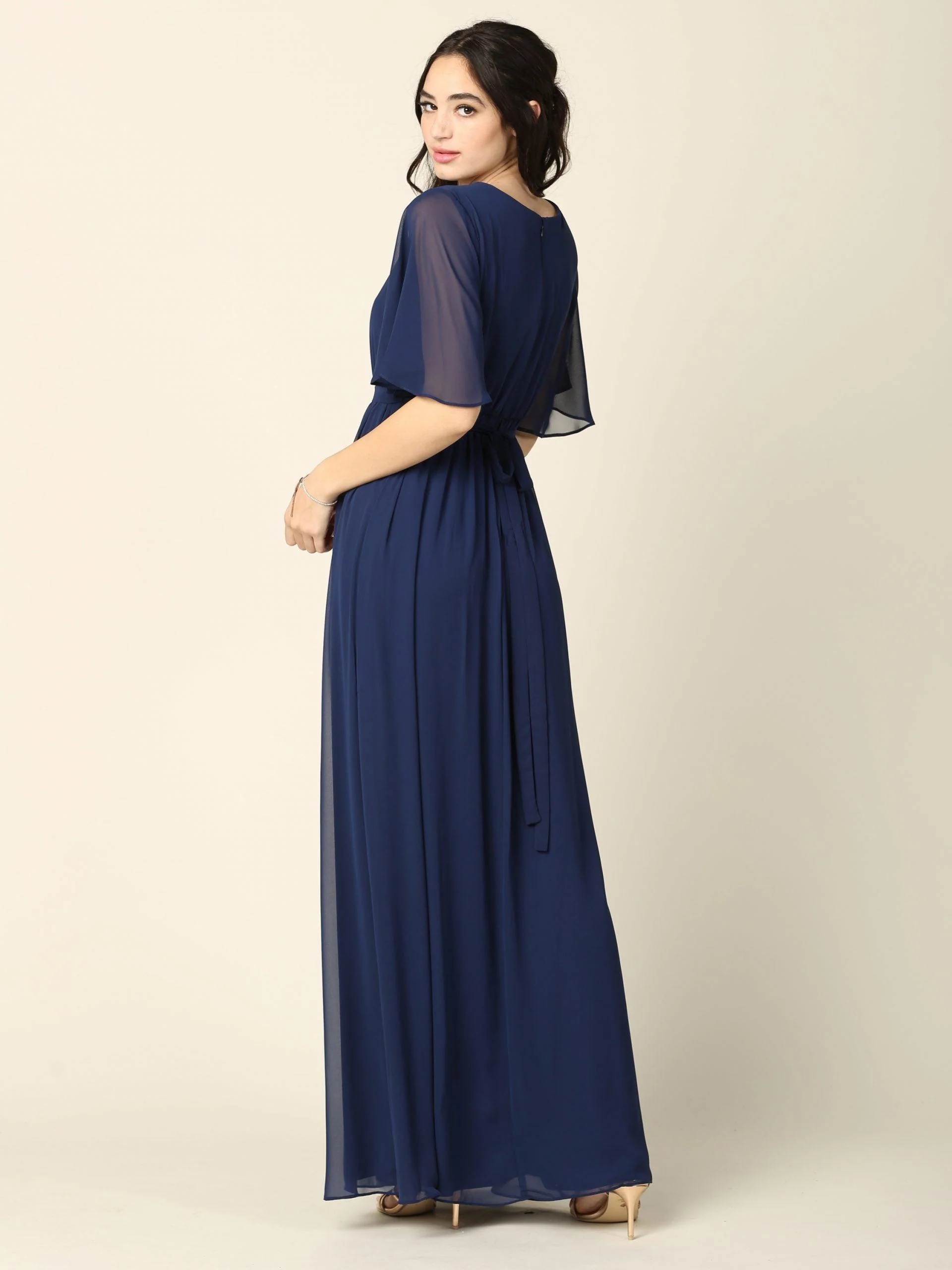 Mother of the Bride Flutter Sleeve Long Dress Sale