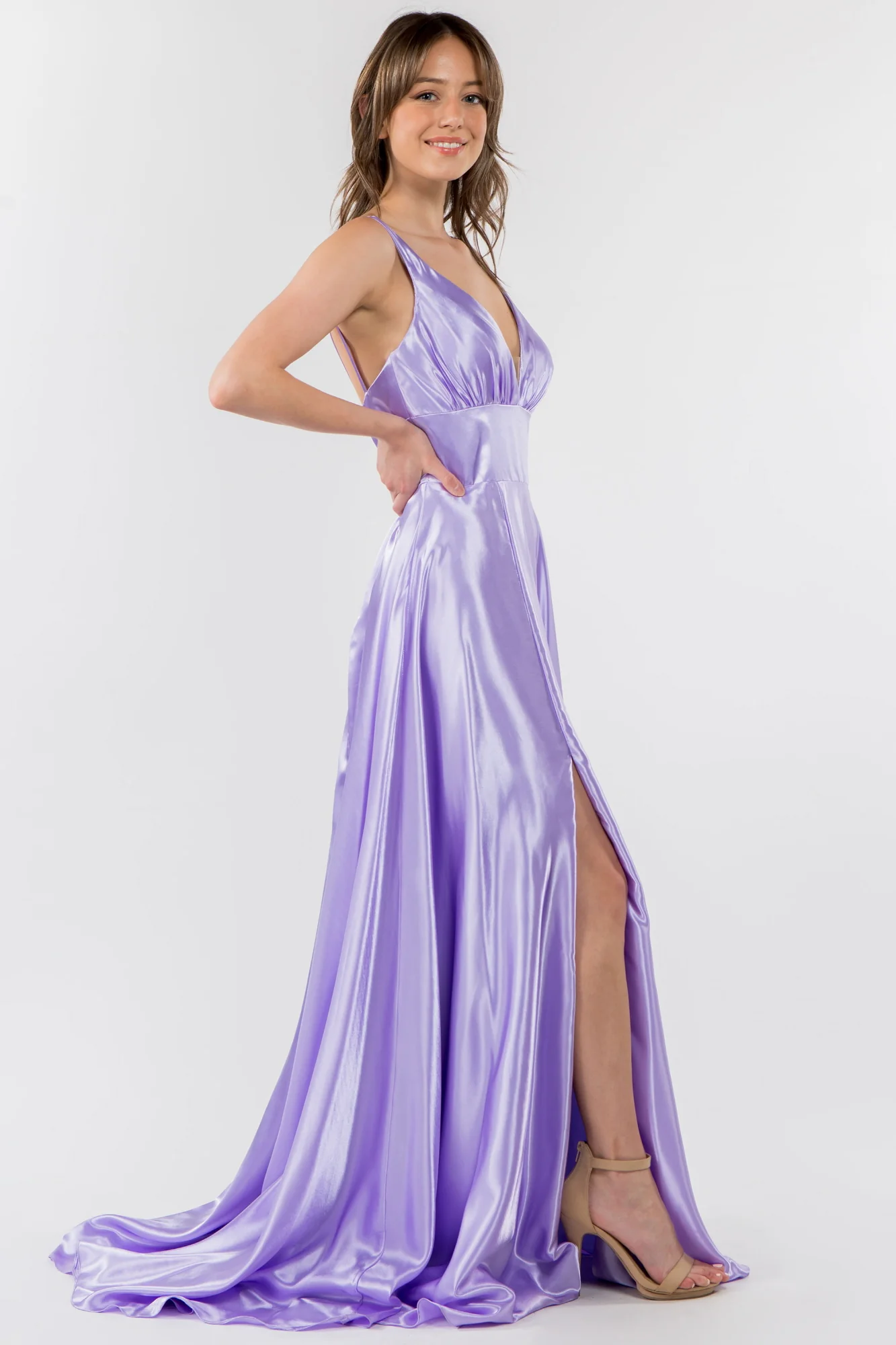 Long Formal Sleeveless Satin Prom Dress