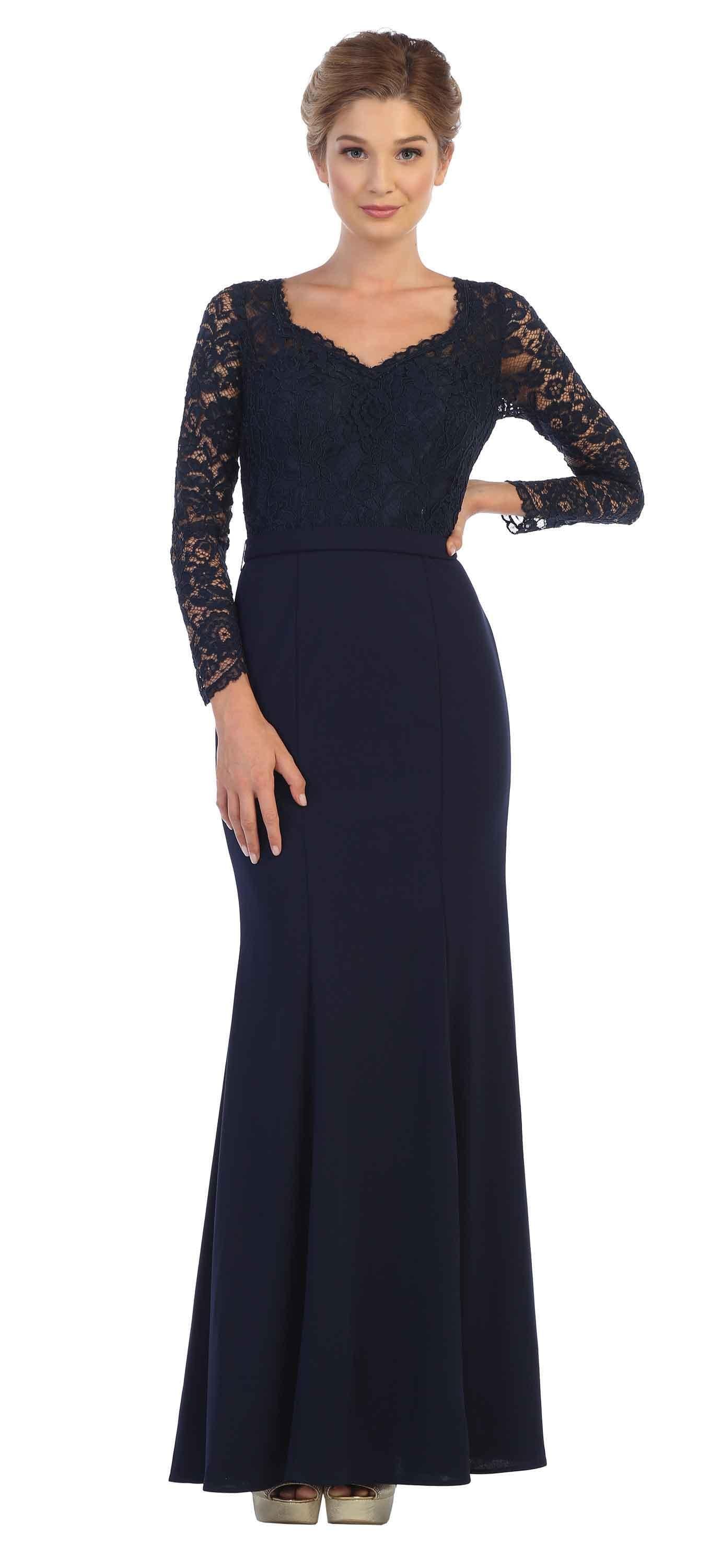 Long Sleeve Mother of the Bride Formal Dress