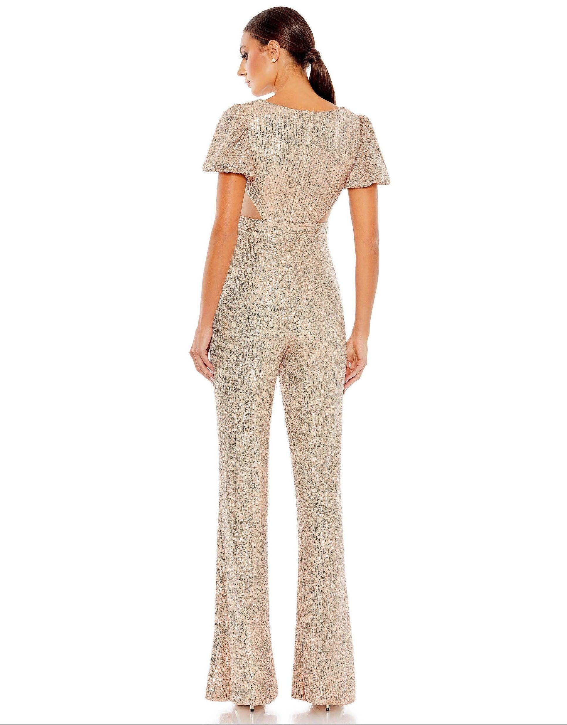 Mac Duggal 11273 Formal Short Puff Sleeve Jumpsuit