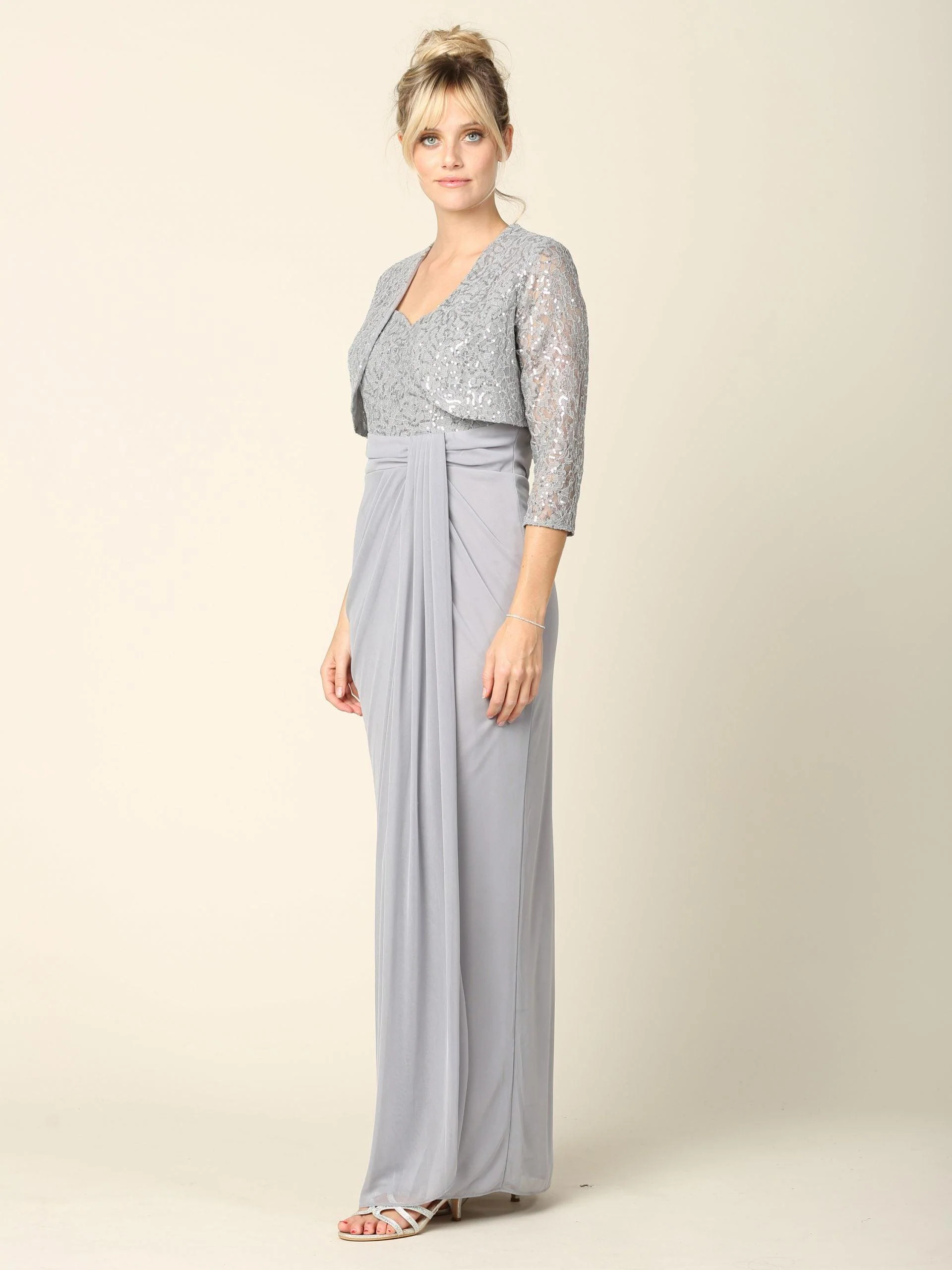 Long Mother of the Bride 2 Piece Formal Bolero Dress