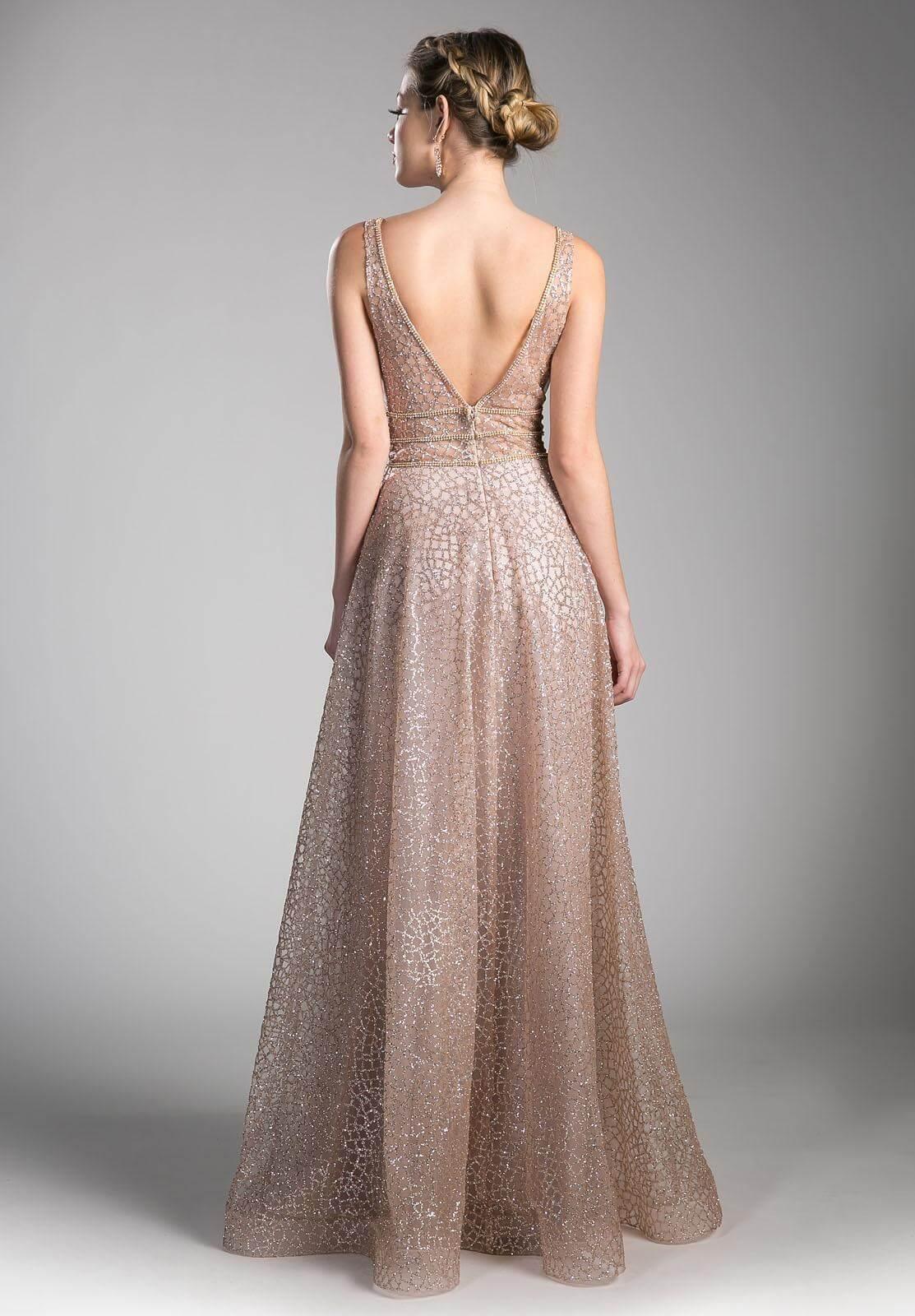 Cinderella Divine CJ256 Long A Line Prom Metallic Dress Evening Gown