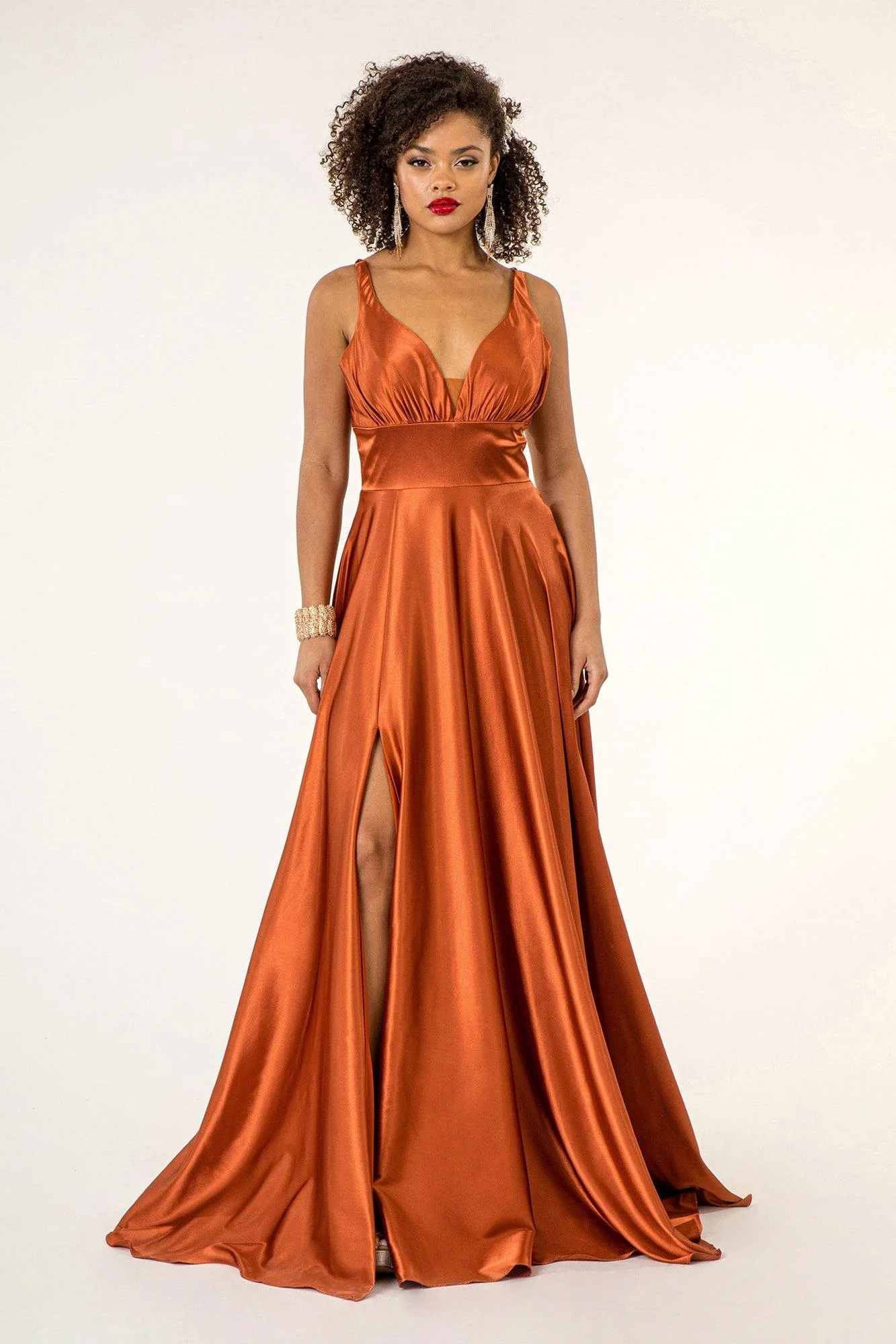 Long Formal Sleeveless Satin Prom Dress