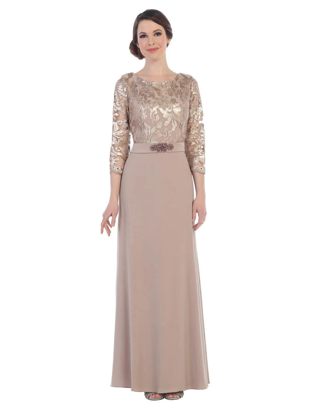 Long Mother of the Bride Formal Evening Gown