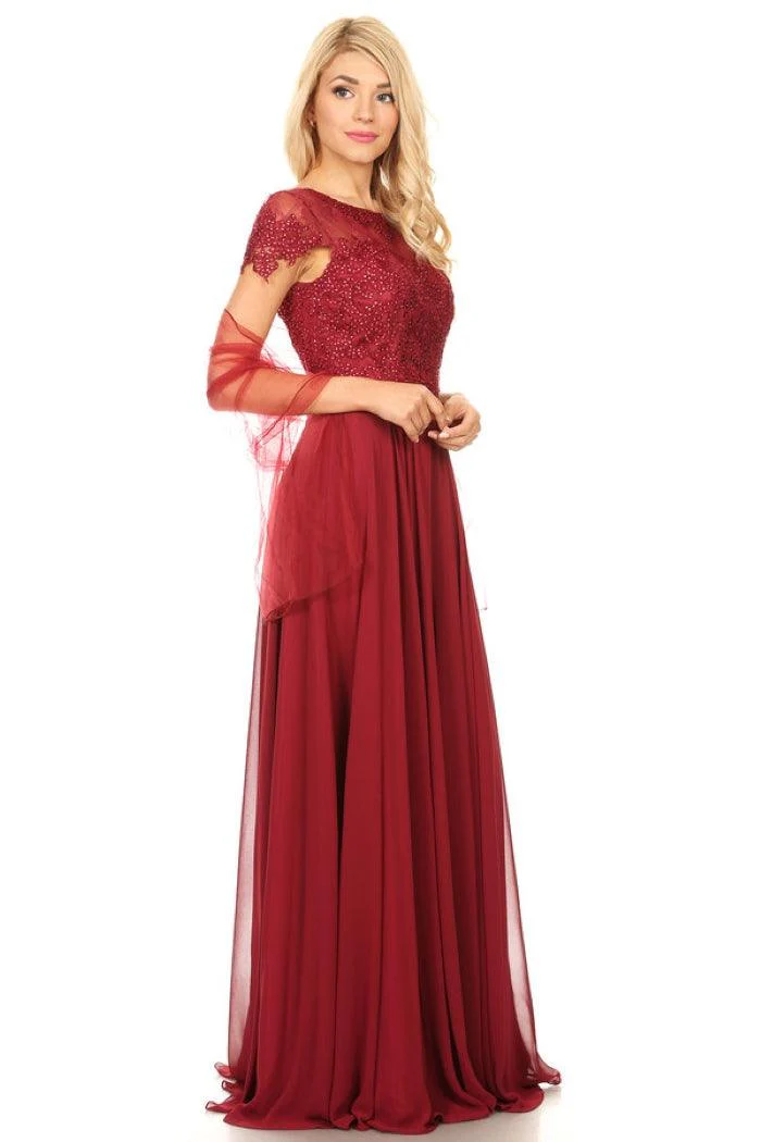 Long Mother of the Bride Beaded Chiffon Formal Gown