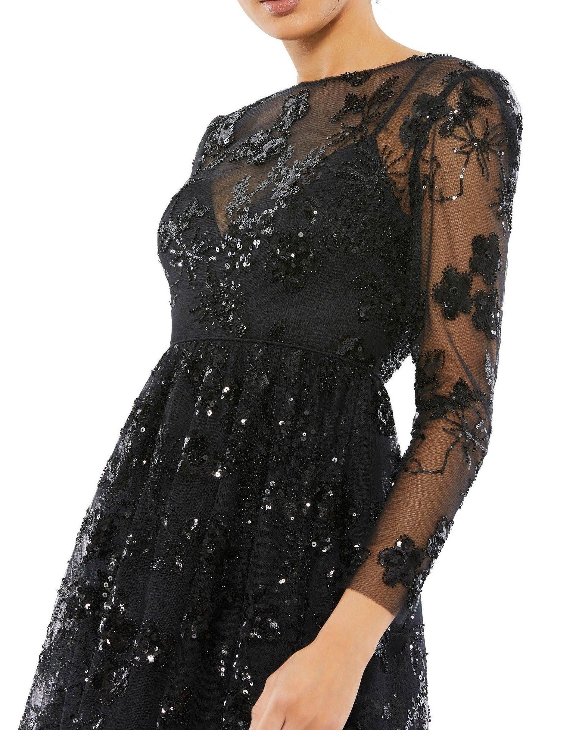 Mac Duggal 67951 Long Sleeve Floral Cocktail Dress Sale