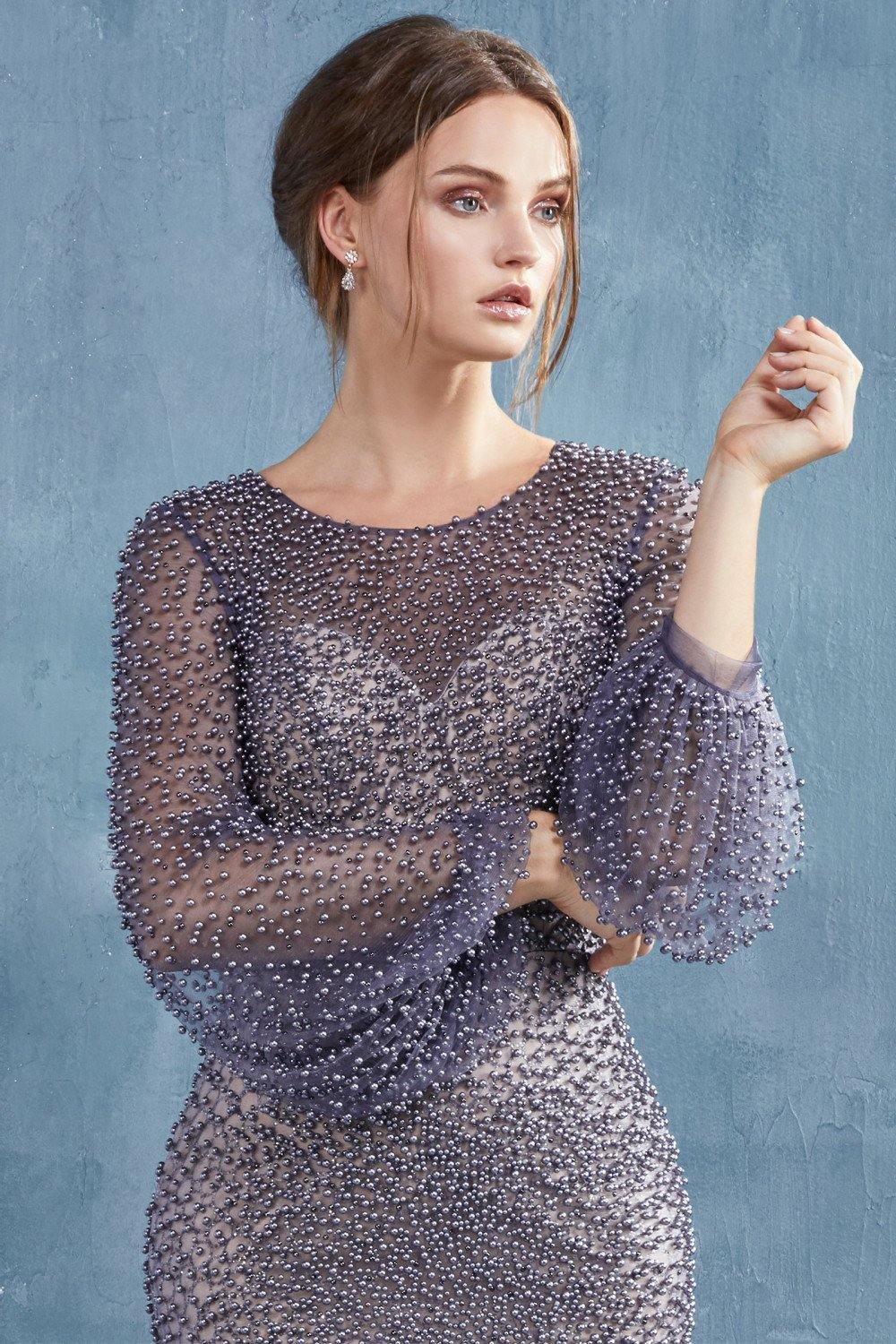 Andrea & Leo CDA0997 Long Sleeve Pearl Prom Dress Evening Gown Sale