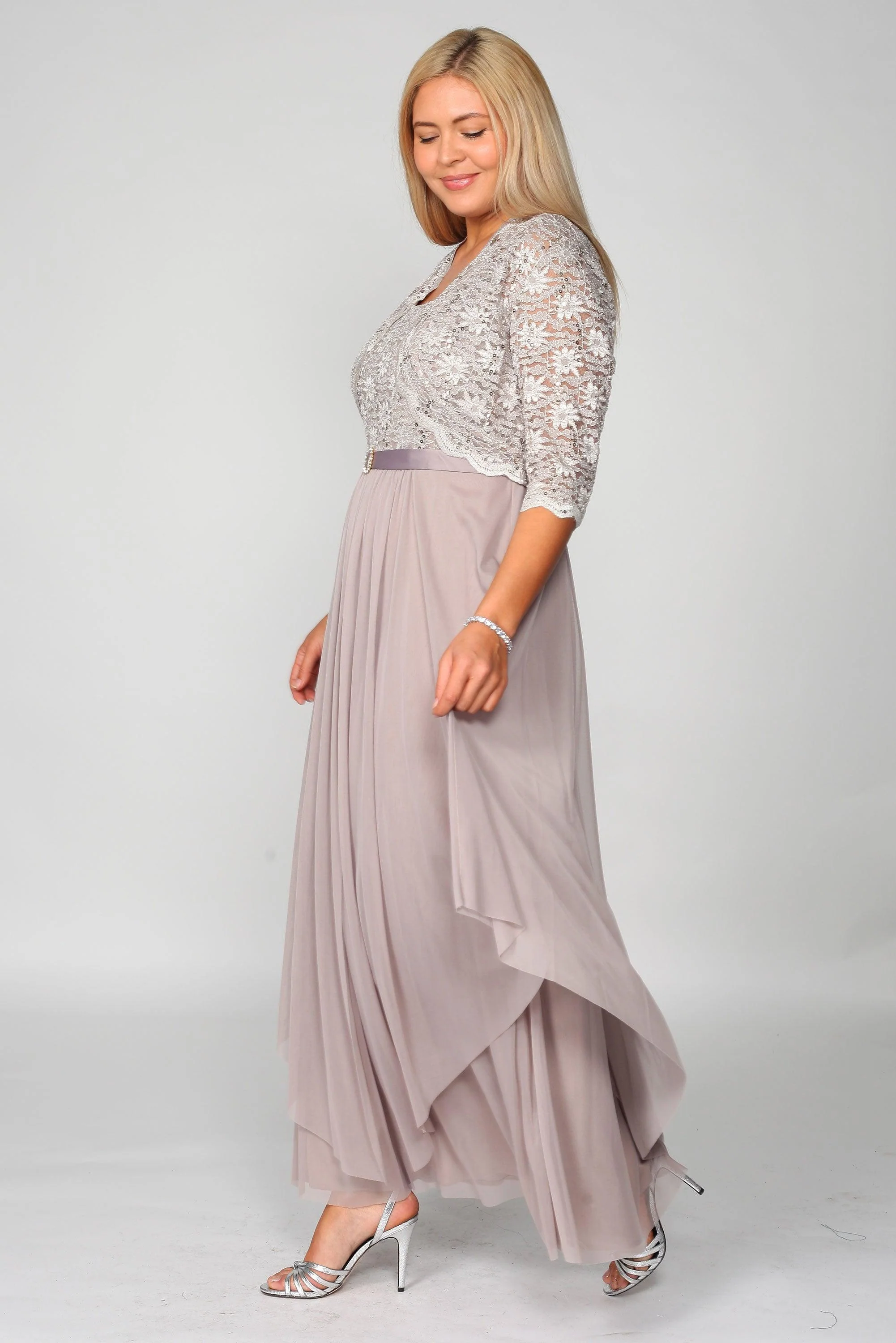 R&M Richards 7300 Long Mother Of Bride Formal Jacket Dress