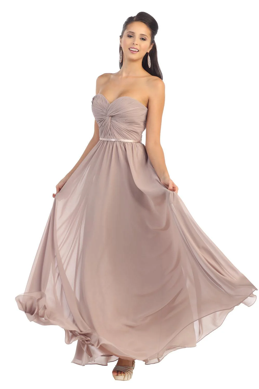 Cinderella Divine CD7455 Strapless Chiffon Empire Waist Prom Dress