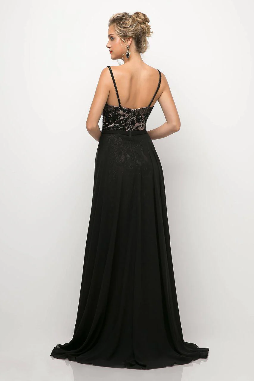 Cinderella Divine UT254 Long Beaded Lace Formal Evening Prom Gown