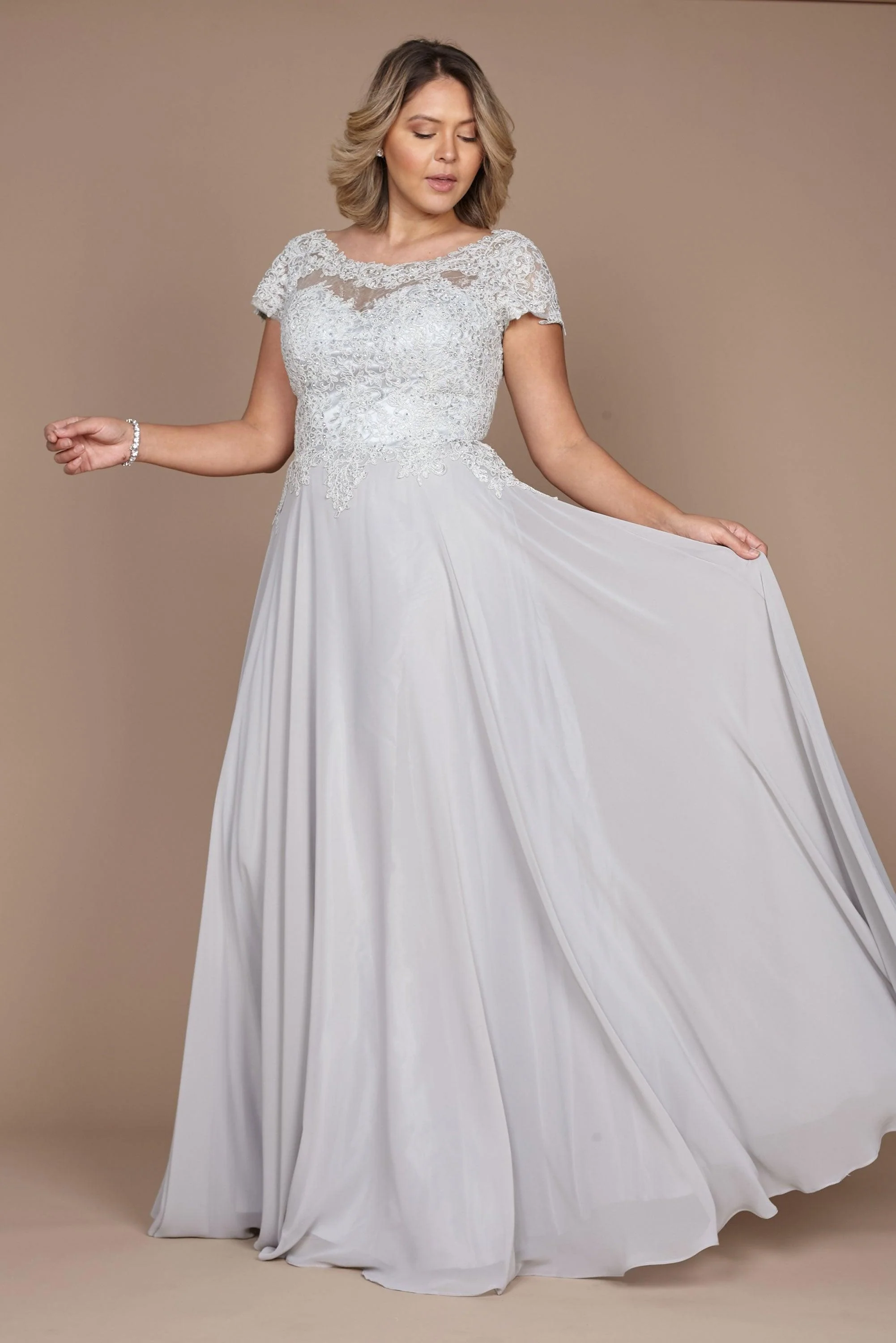 Dylan & Davids Short Sleeve Formal Evening Dress