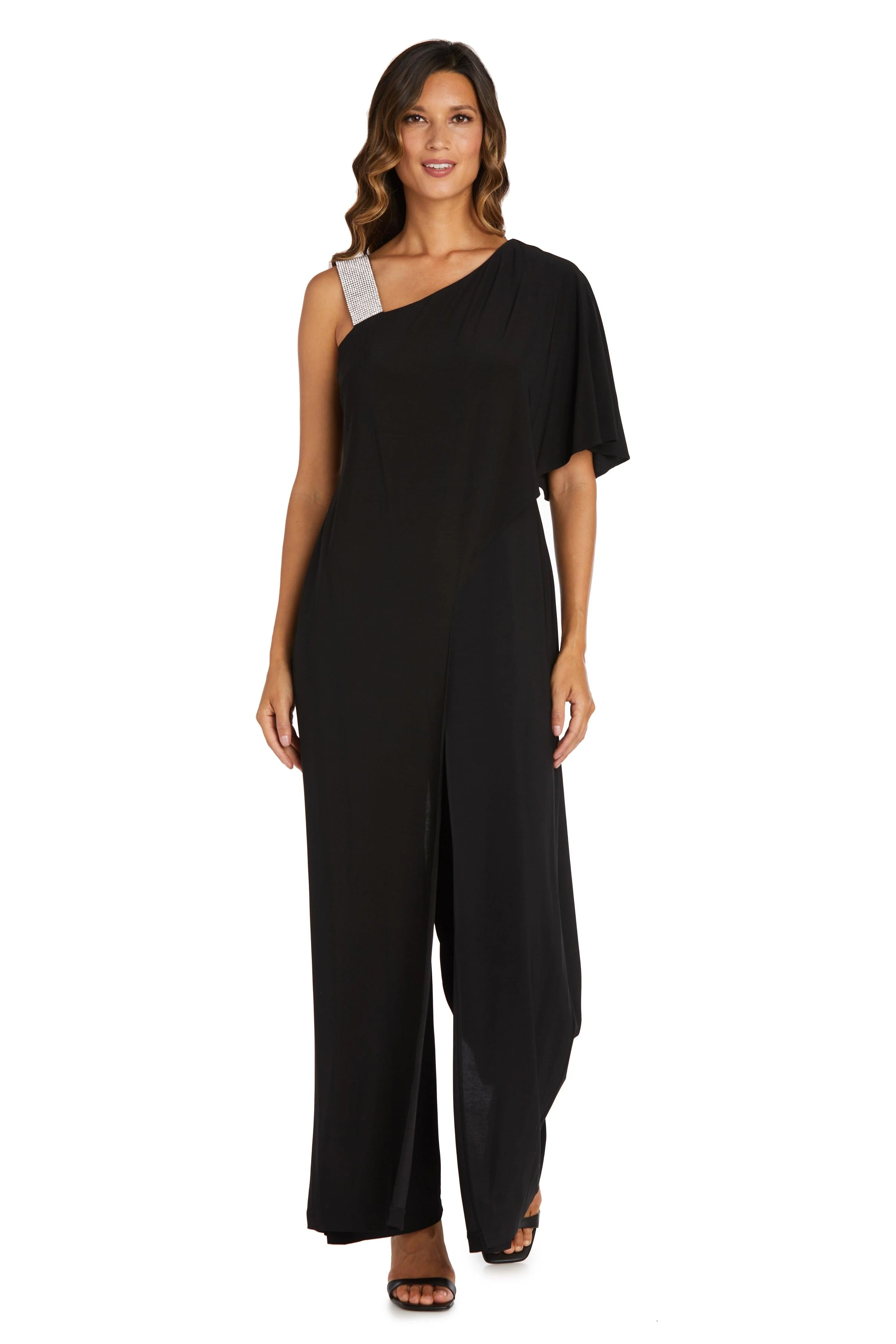 R&M Richards 3420 Asymmetric Jumpsuit With Overlay