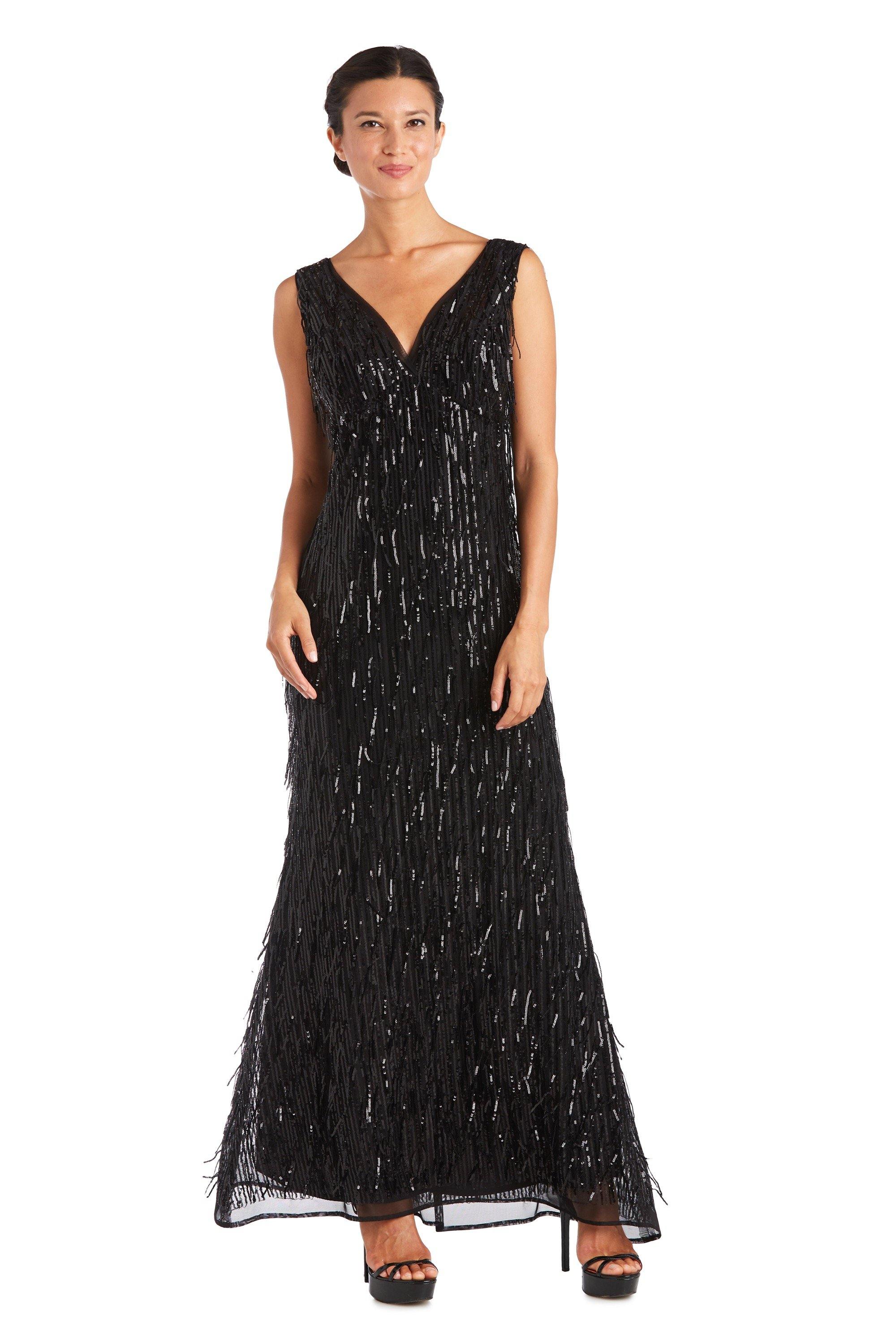 R&M Richards 7075 Long Fringe Formal Dress