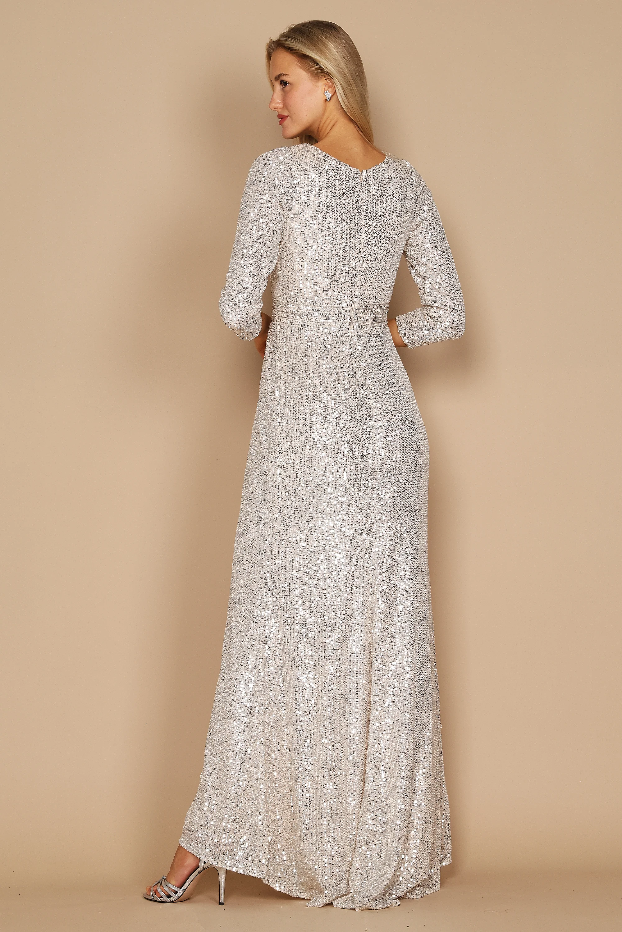 Dylan & Davids Long Sleeve Sequin Formal Beaded Dress