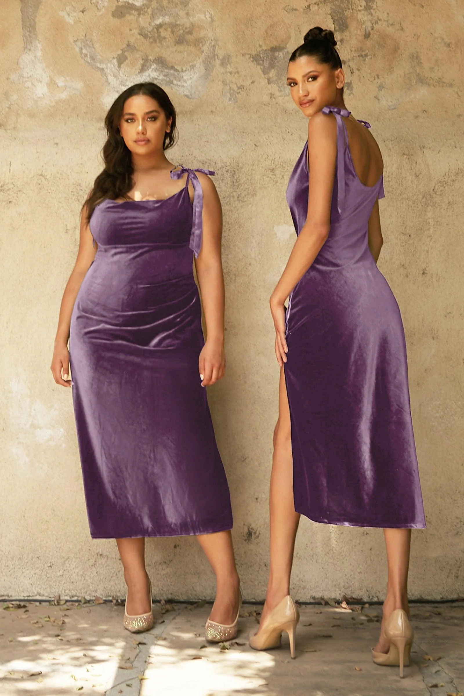 Cinderella Divine BD106 Stretch Velvet Midi Cocktail Dress