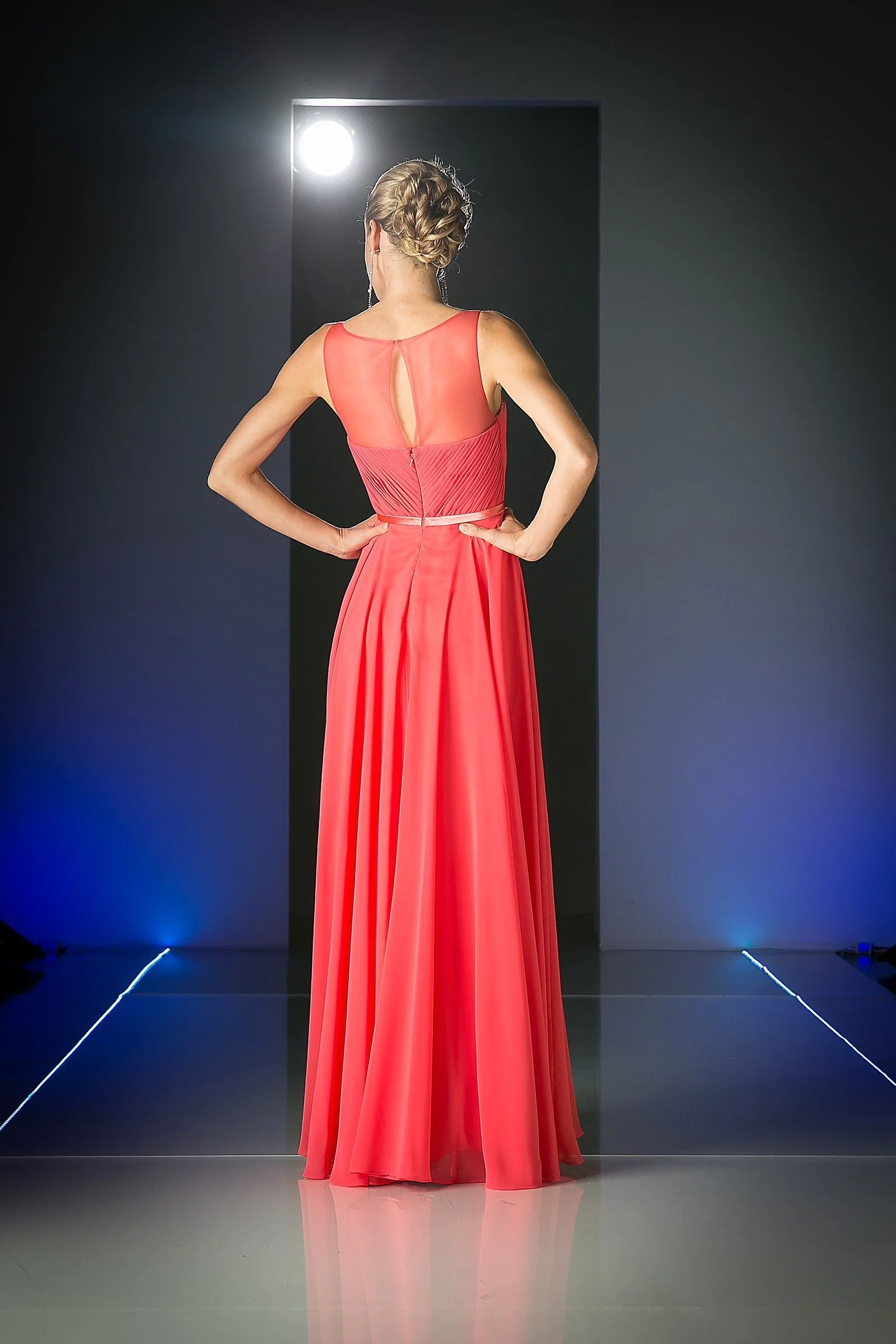 Cinderella Divine CD7458 Long Chiffon Empire Waist Formal Prom Dress