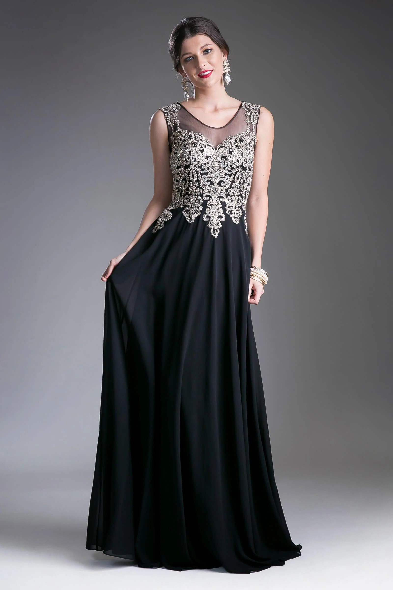 Cinderella Divine CD2635 Long Jewel Embellished Formal Prom Gown