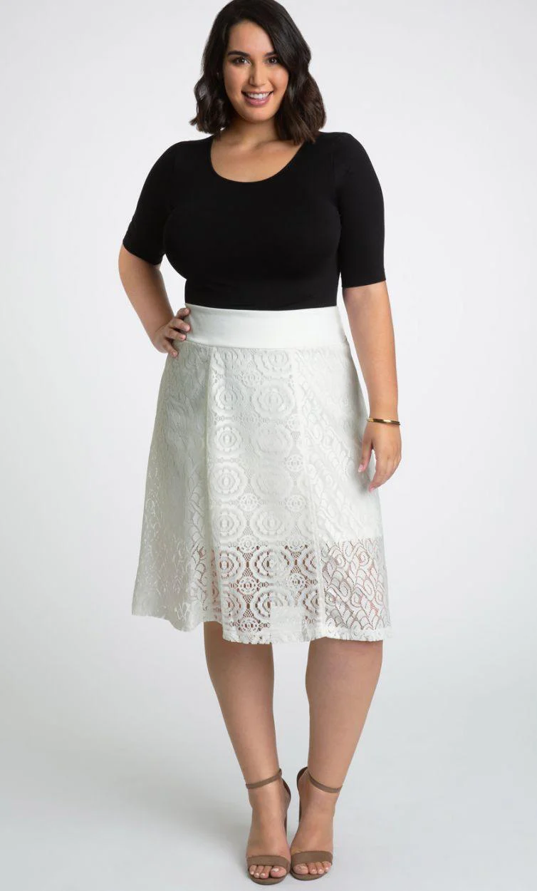 Kiyonna Muse Lace Midi Skirt Short Dress