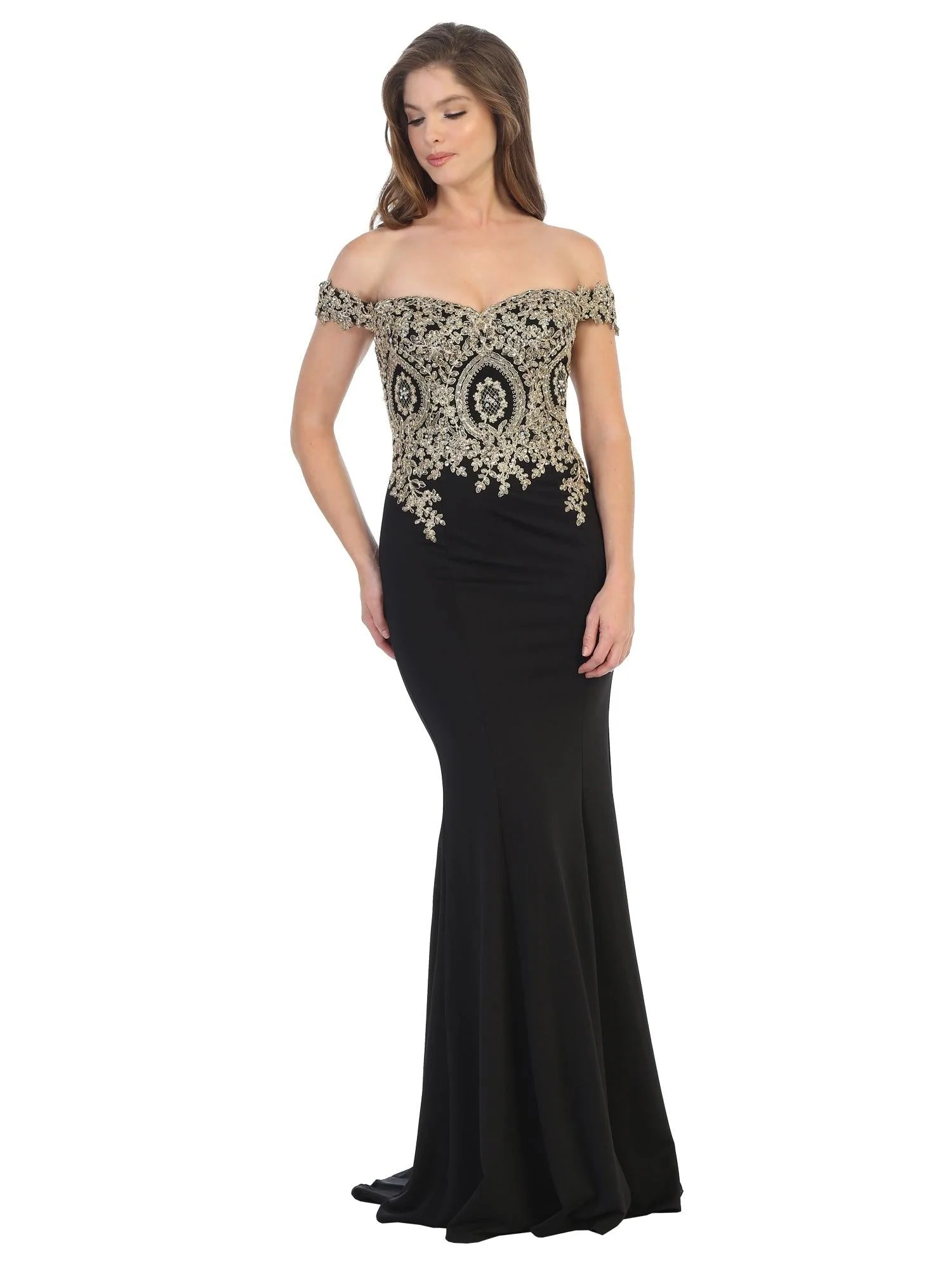 Long Formal Off Shoulder Fitted Mermaid Dress