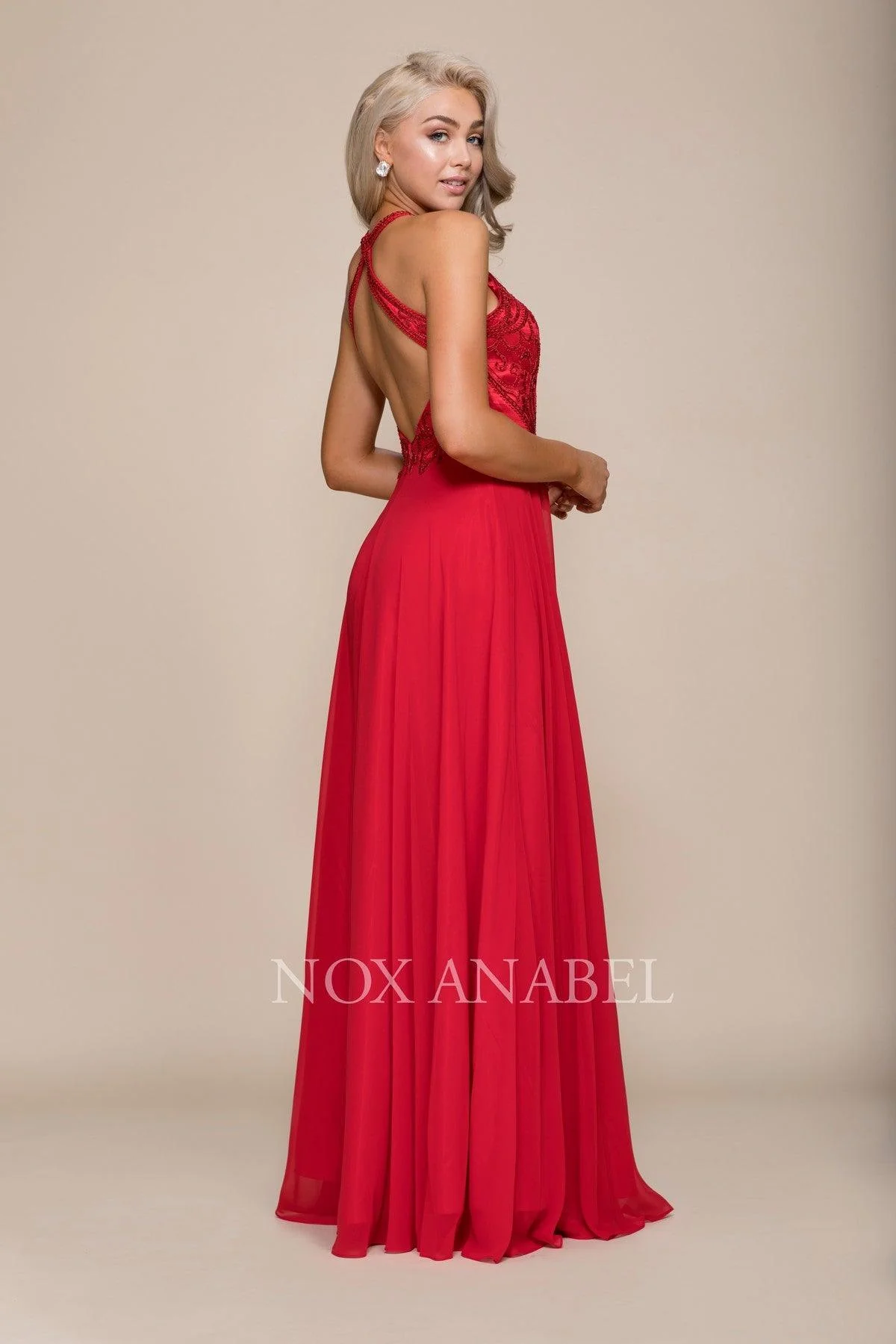 Prom Long Formal Halter Chiffon Dress
