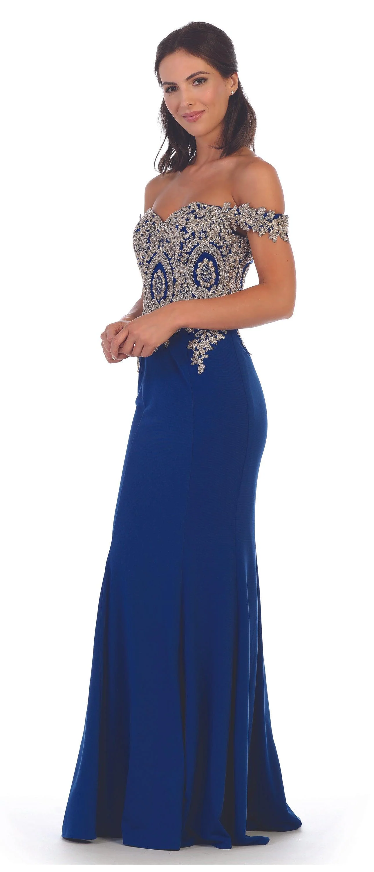 Long Formal Off Shoulder Fitted Mermaid Dress