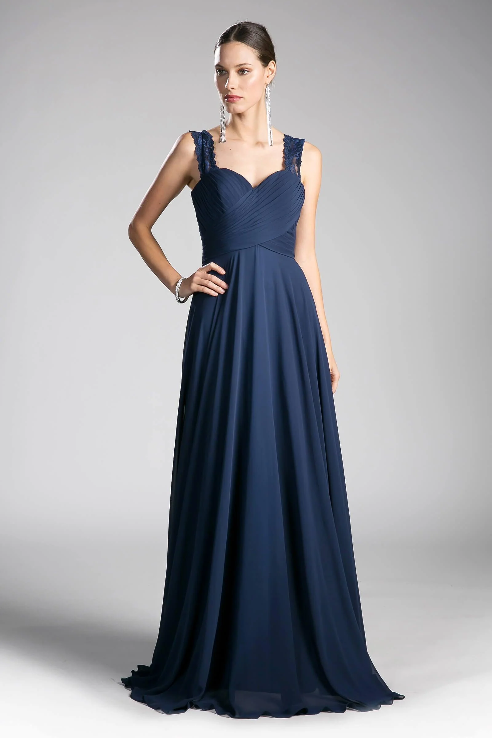 Cinderella Divine CJ249 Long Sleeveless Chiffon Corset Back Prom Dress