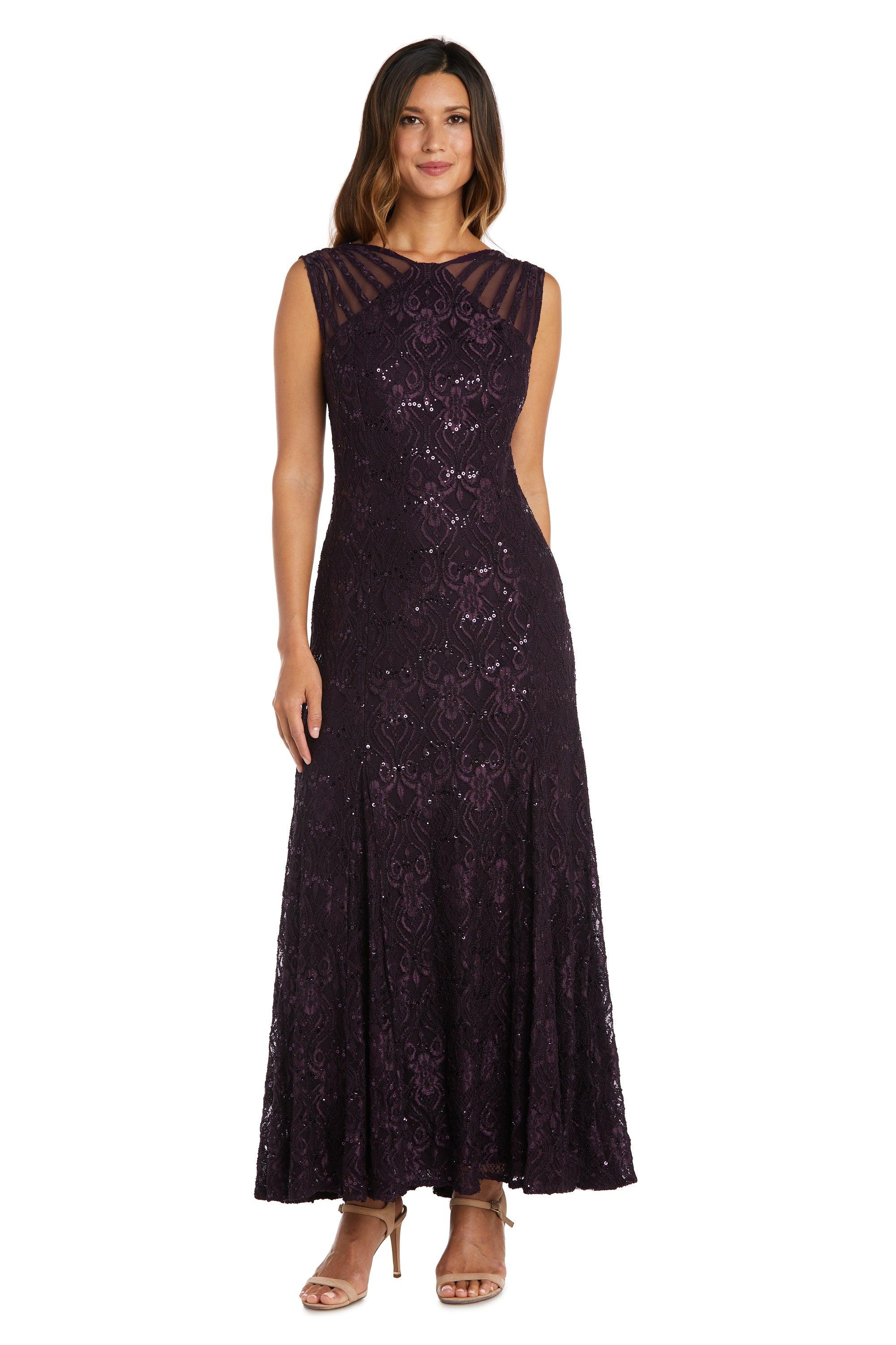 R&M Richards 3198P Long Formal Petite Lace Dress
