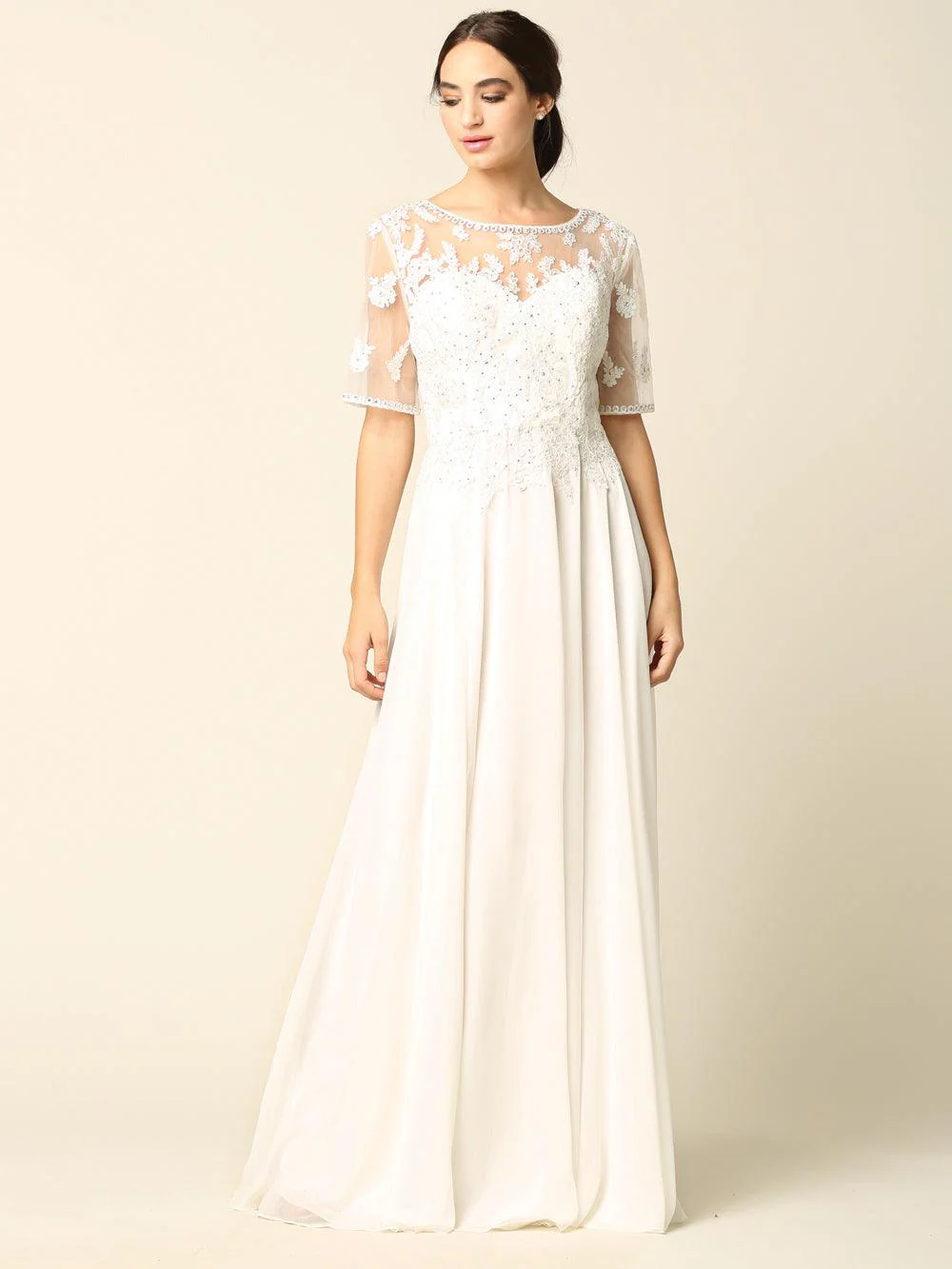 Formal Mother of the Bride Long Lace Chiffon Dress