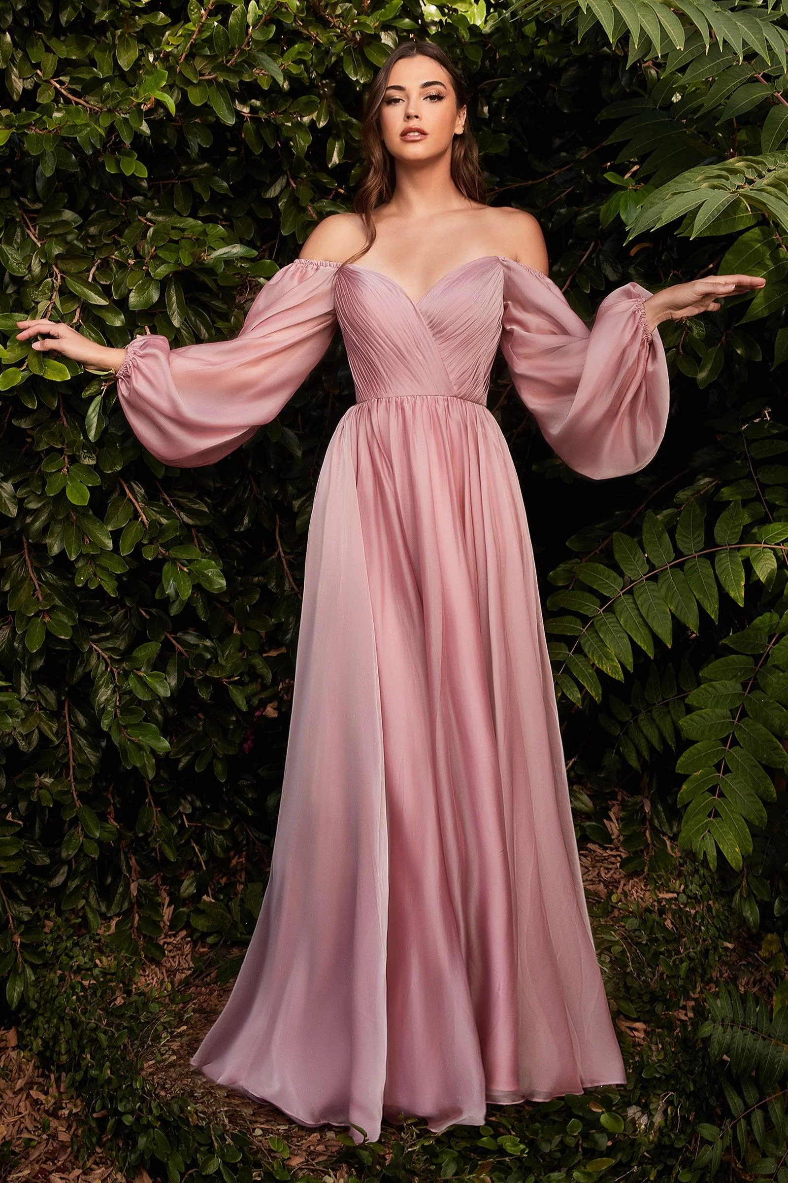 Cinderella Divine CD243 Off Shoulder Long Sleeve Formal Prom Dress