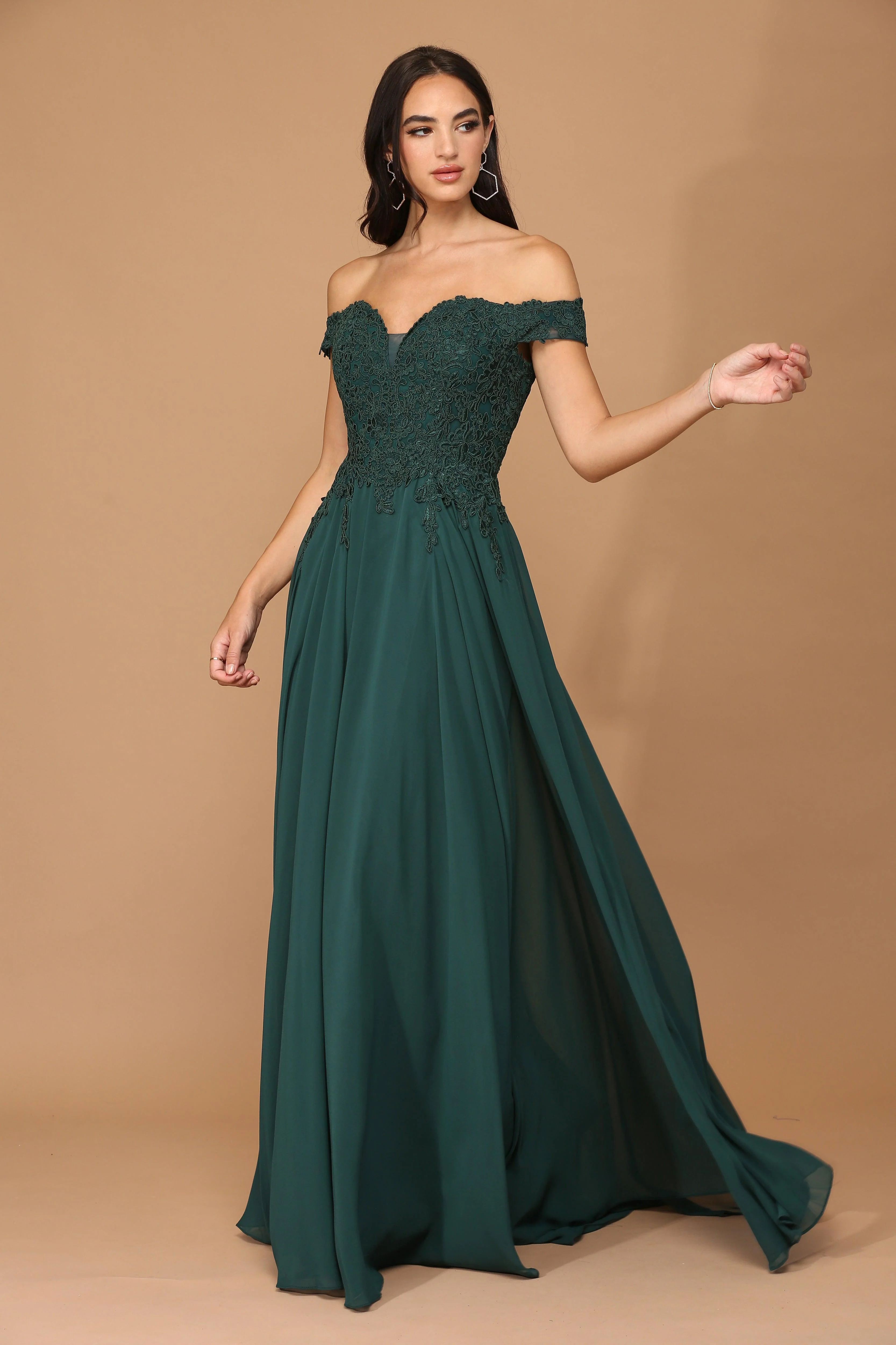 Long Off Shoulder Formal Chiffon Evening Dress