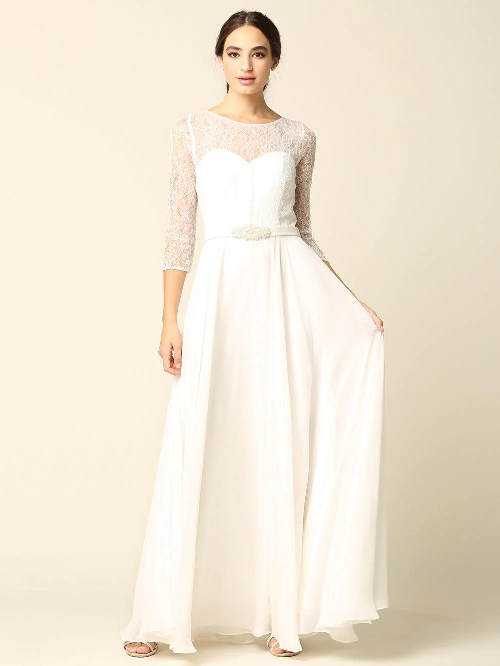 Mother of the Bride Long Formal Lace Chiffon Dress