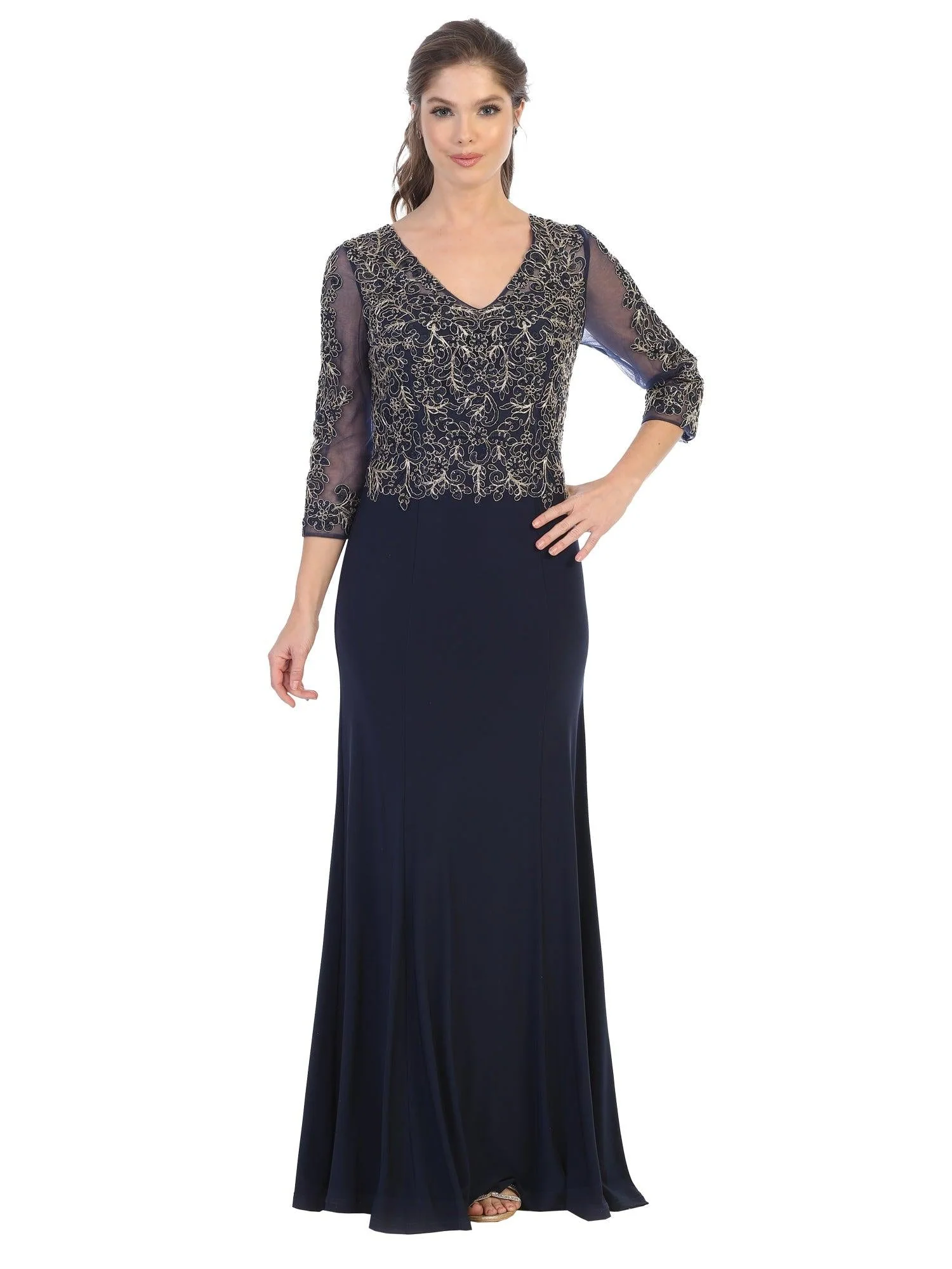 Long Mother of the Bride Long Sleeve Formal Dress