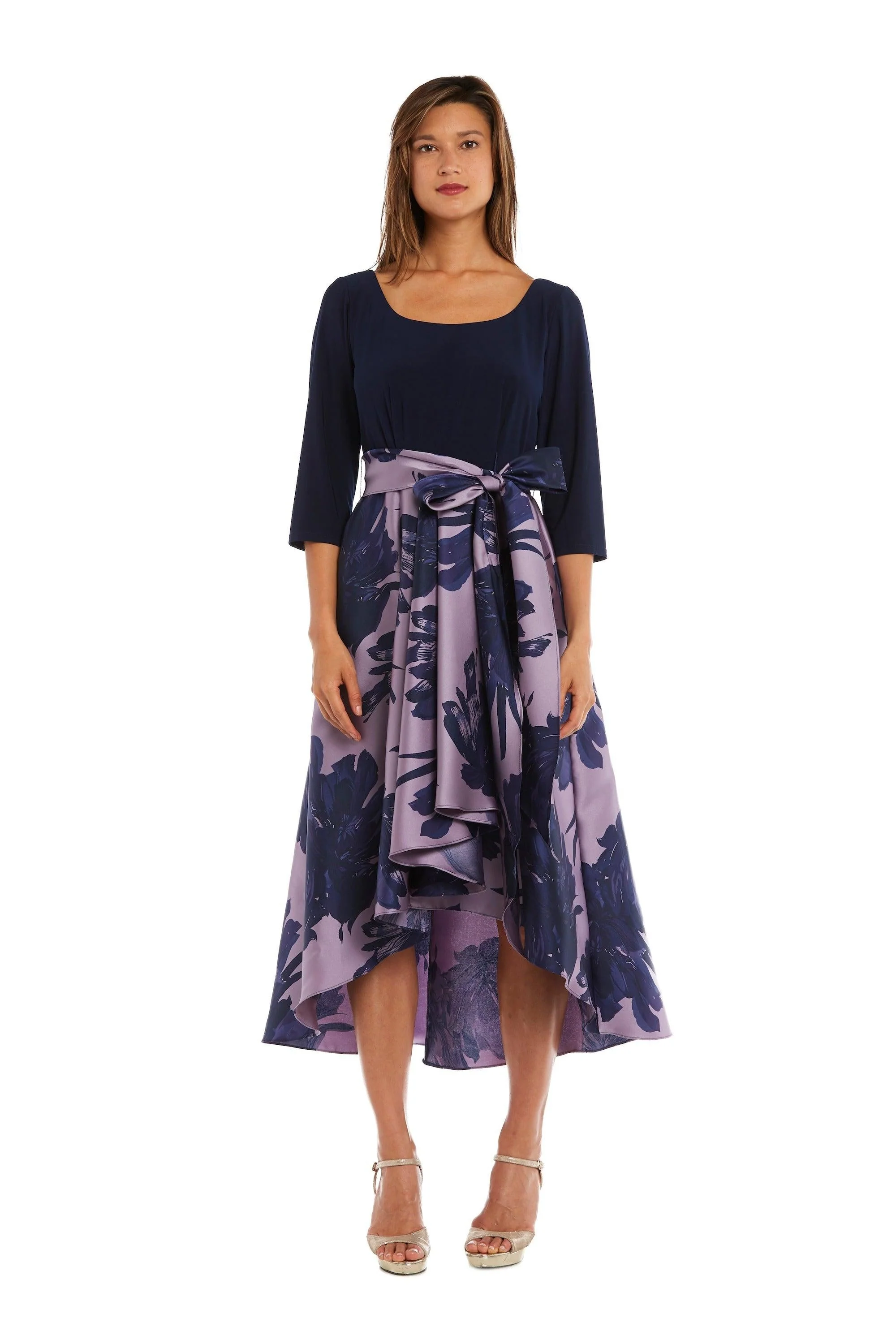 R&M Richards 3131 High Low Long Sleeve Formal Dress