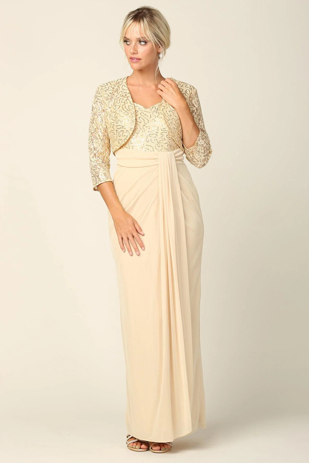 Long Mother of the Bride 2 Piece Formal Bolero Dress