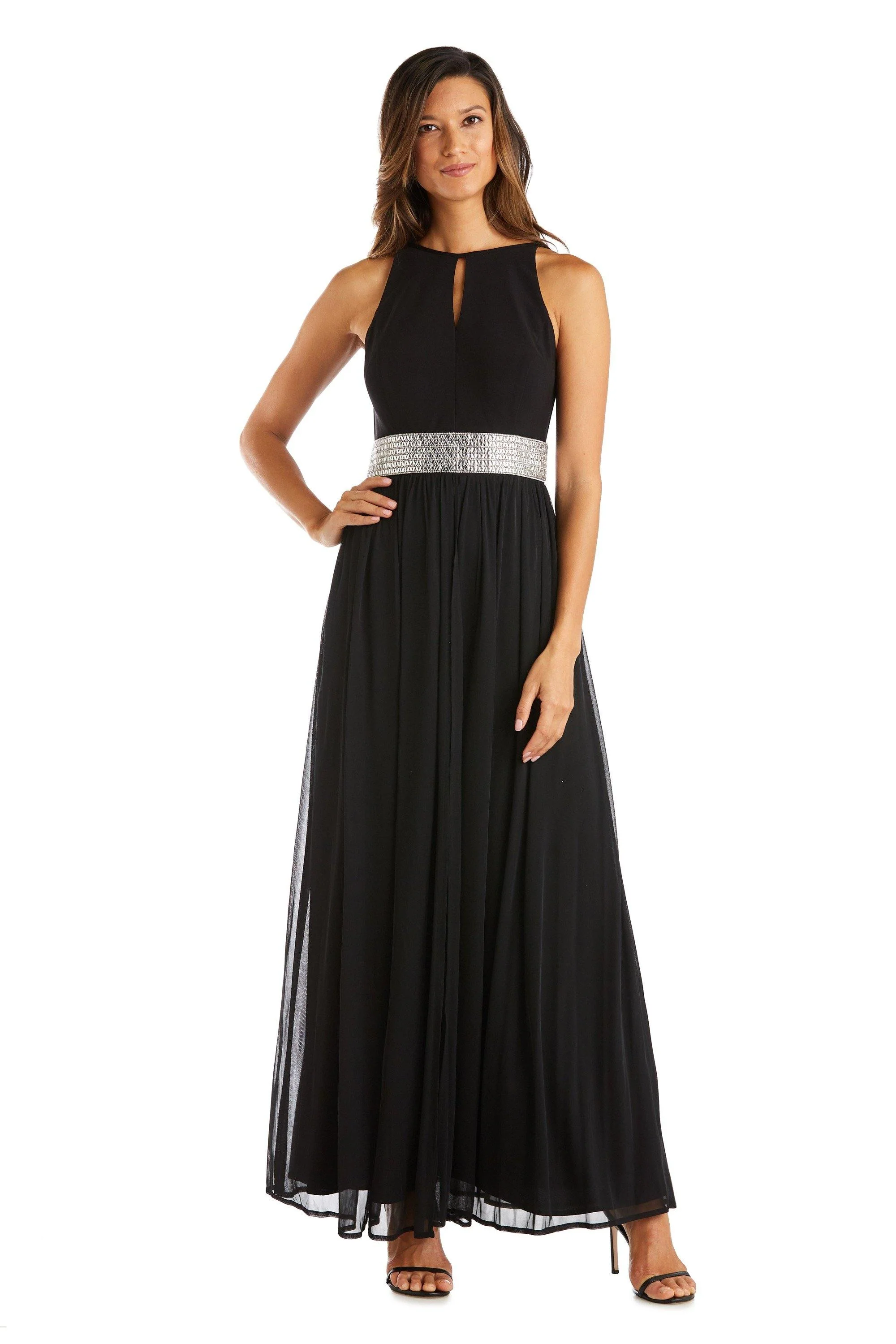 R&M Richards 5405P Long Formal Petite Halter Dress