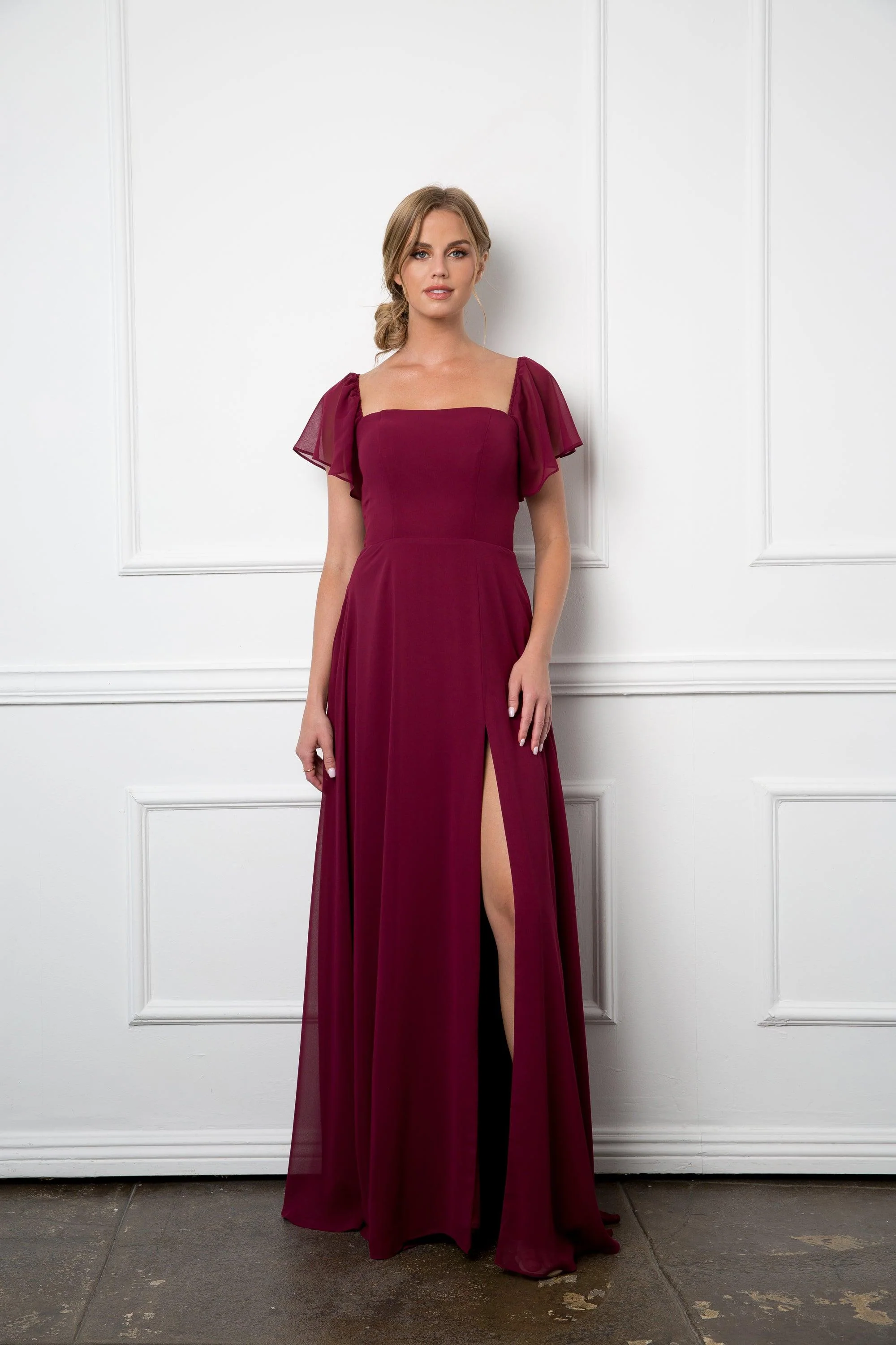 Long Formal Bridesmaids Chiffon Evening Gown