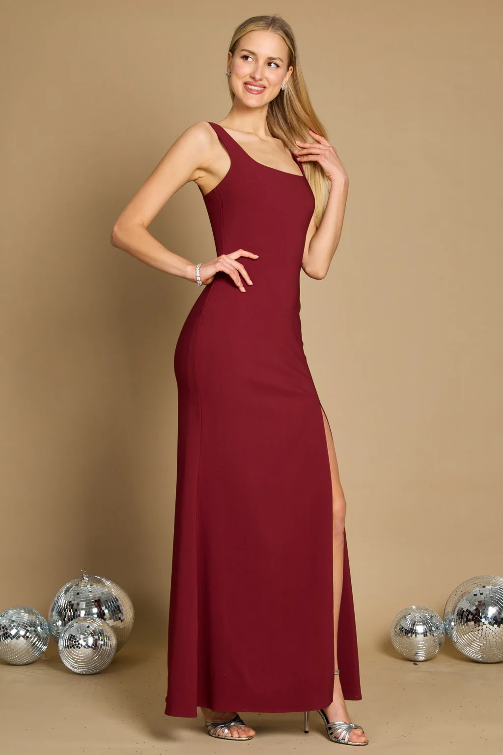 Dylan & Davids Long Formal Square Neckline Evening Dress