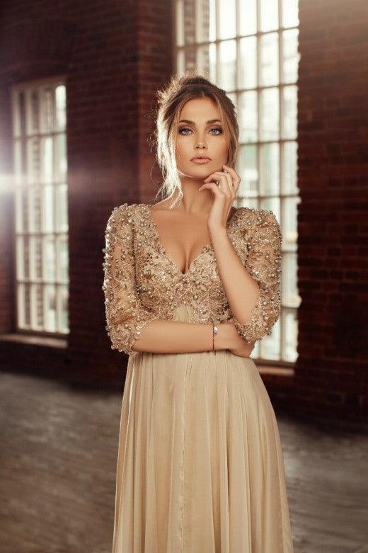 Jovani Long Formal Long Sleeve Chiffon Dress Sale