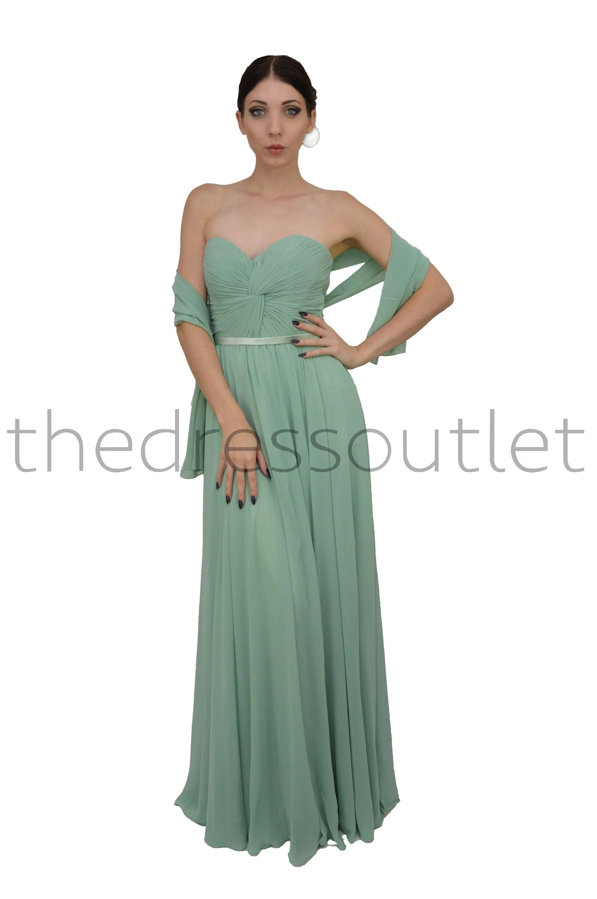 Cinderella Divine CD7455 Strapless Chiffon Empire Waist Prom Dress