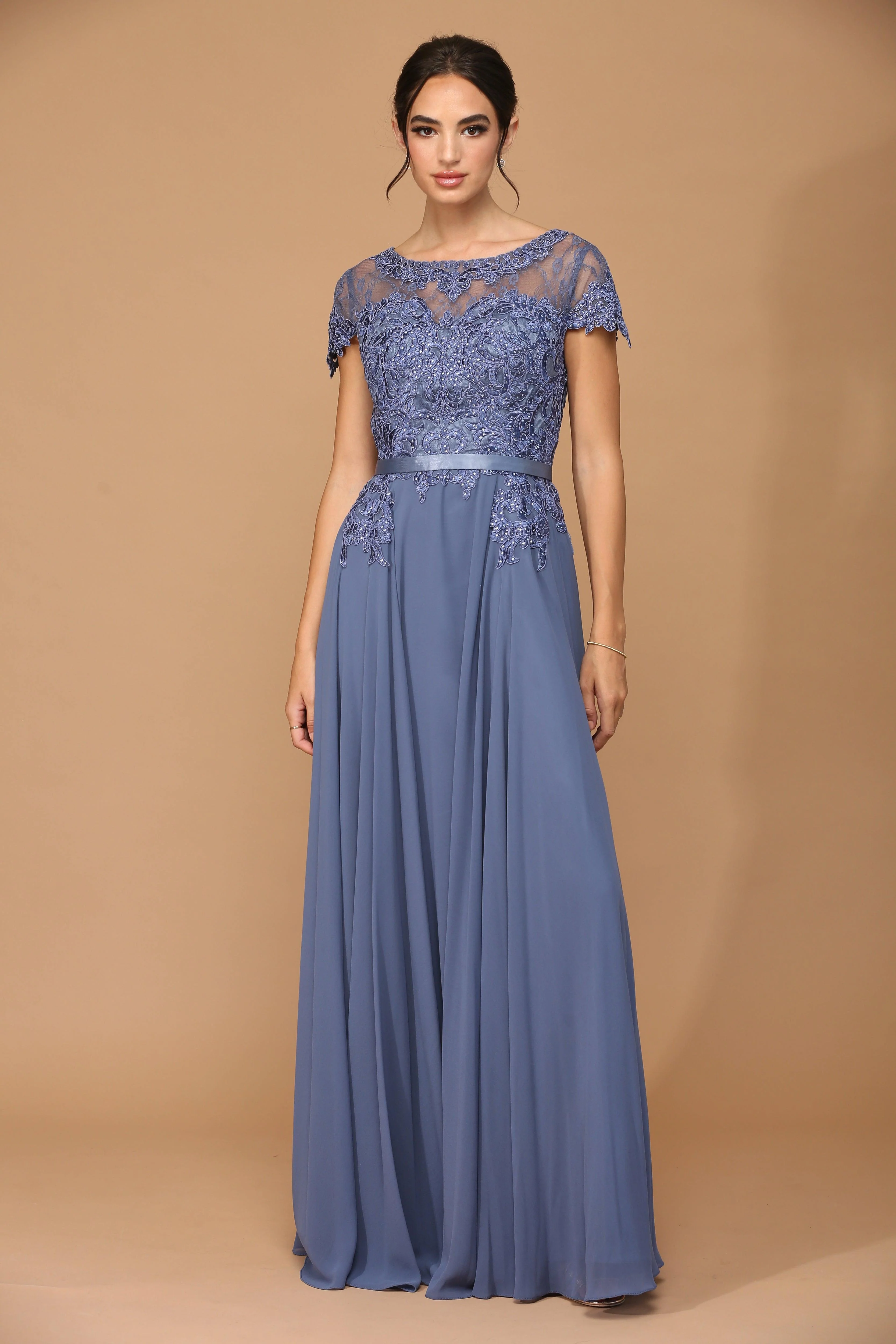 Long Mother of the Bride Beaded Chiffon Formal Gown