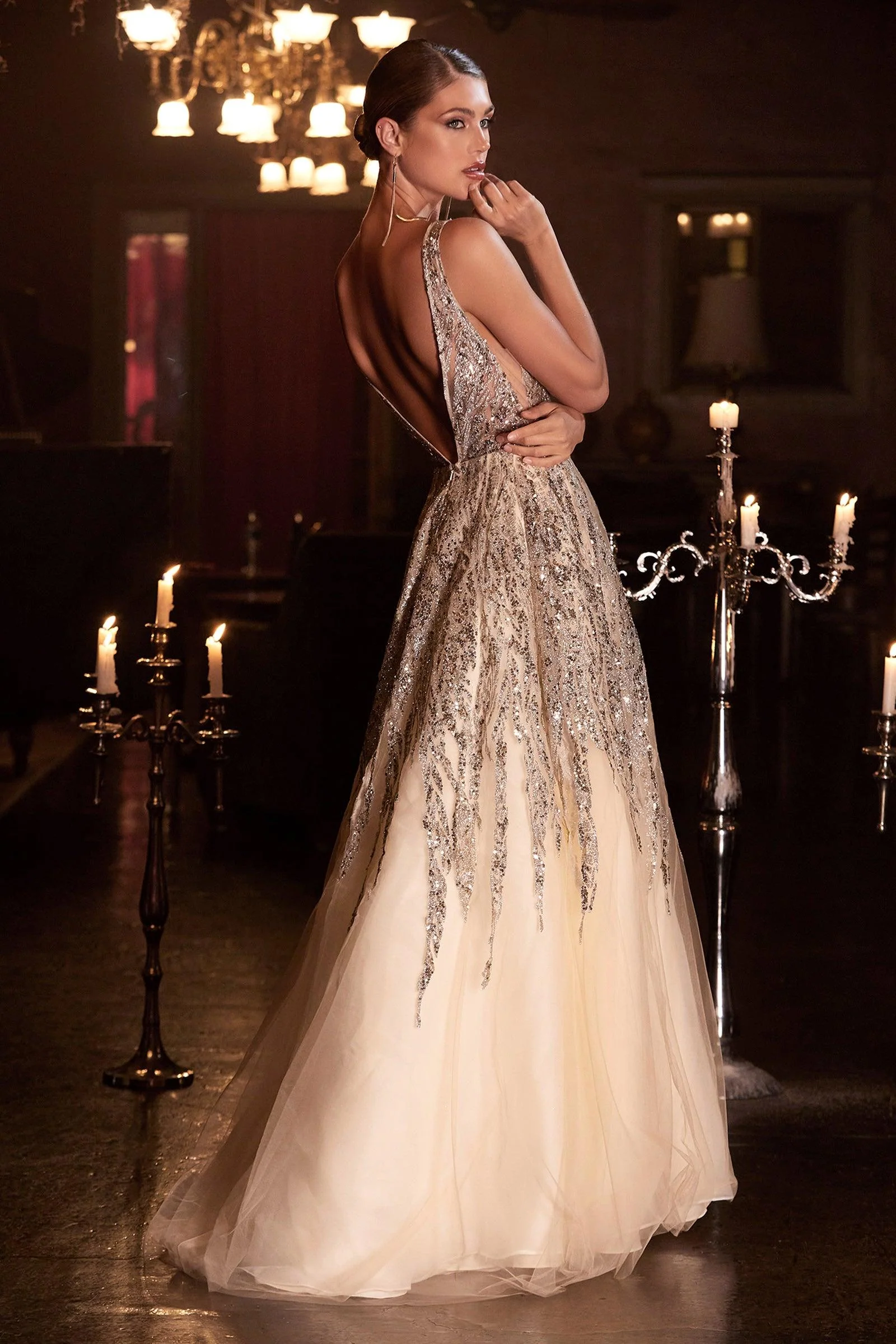 Cinderella Divine C135 Formal Glitter Long Prom Gown