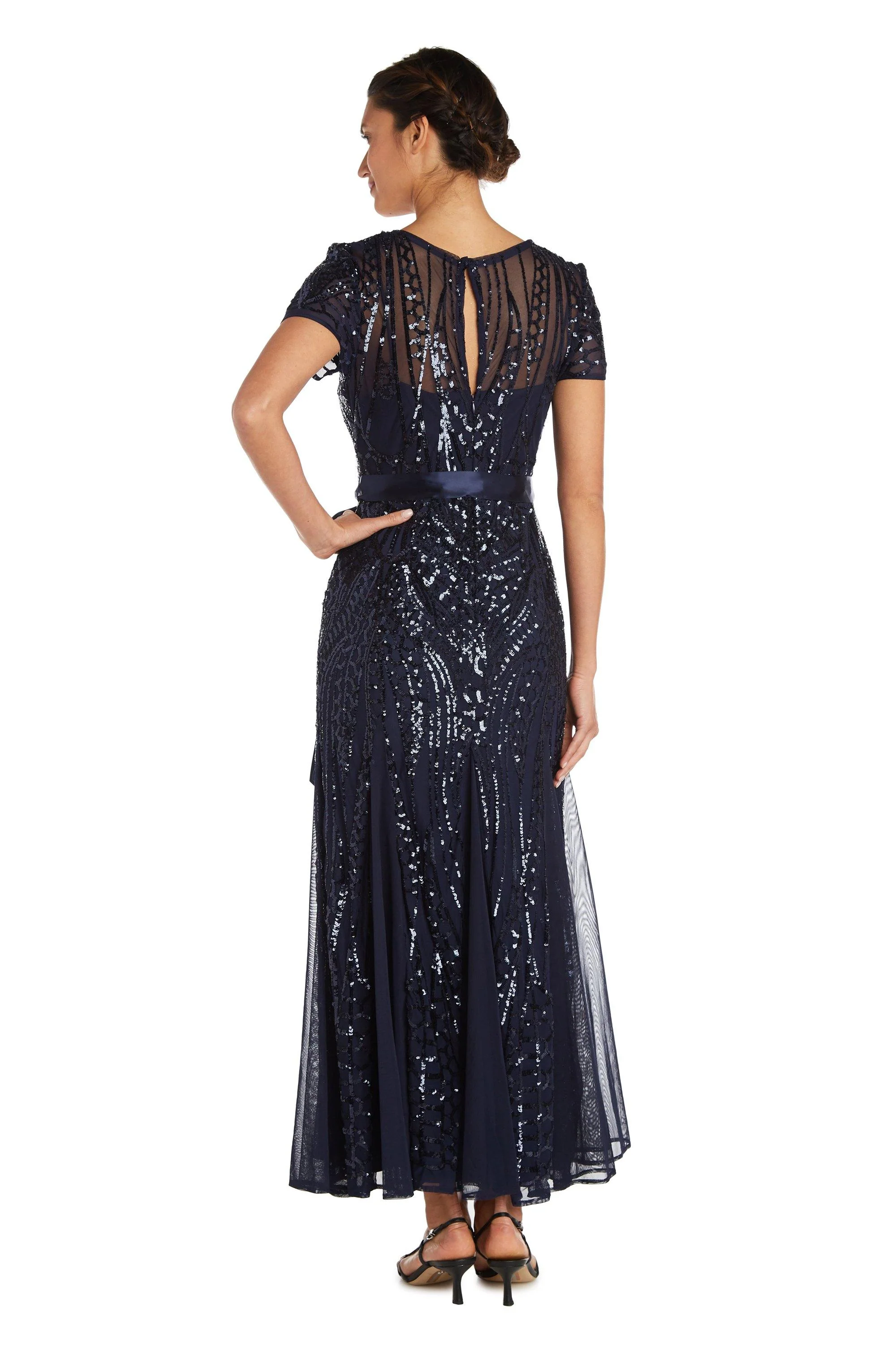R&M Richards 1875P Long Formal Petite Sequins Dress