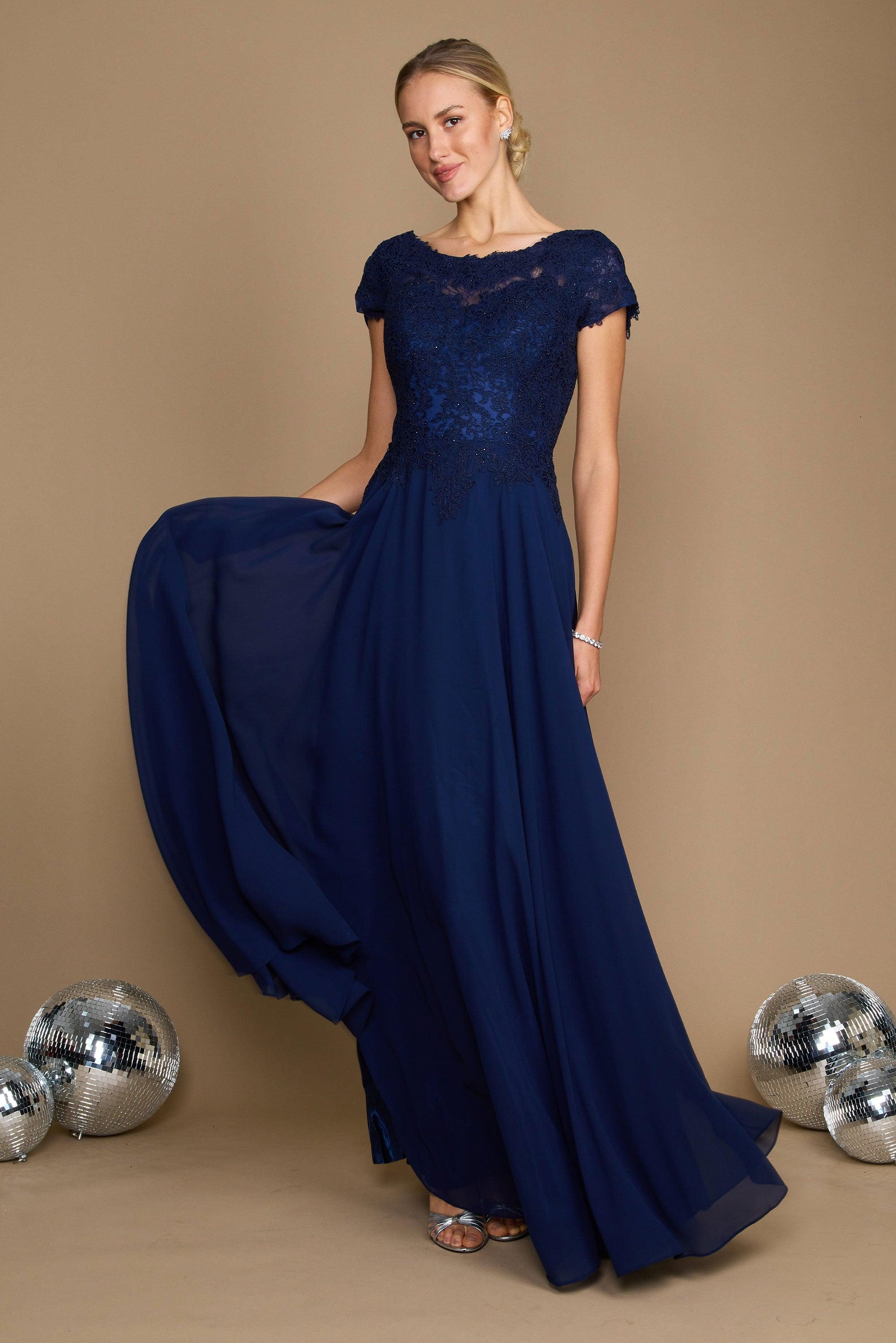 Dylan & Davids Short Sleeve Formal Evening Dress